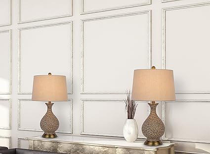 Cal Cal Orivesi 150W 3 Way Ceramic Table lamp with Metal Base and Taper Drum Fabric Shade. Price and Sold as Pairs photo 5