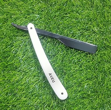 Professional Straight Edge Barber Shaving Razor, White and Black