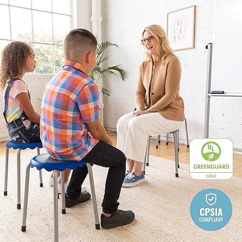 Vista 105 de ECR4Kids Daisy - Juego de taburetes apilables, asientos flexibles, espuma de mar, 8 piezas