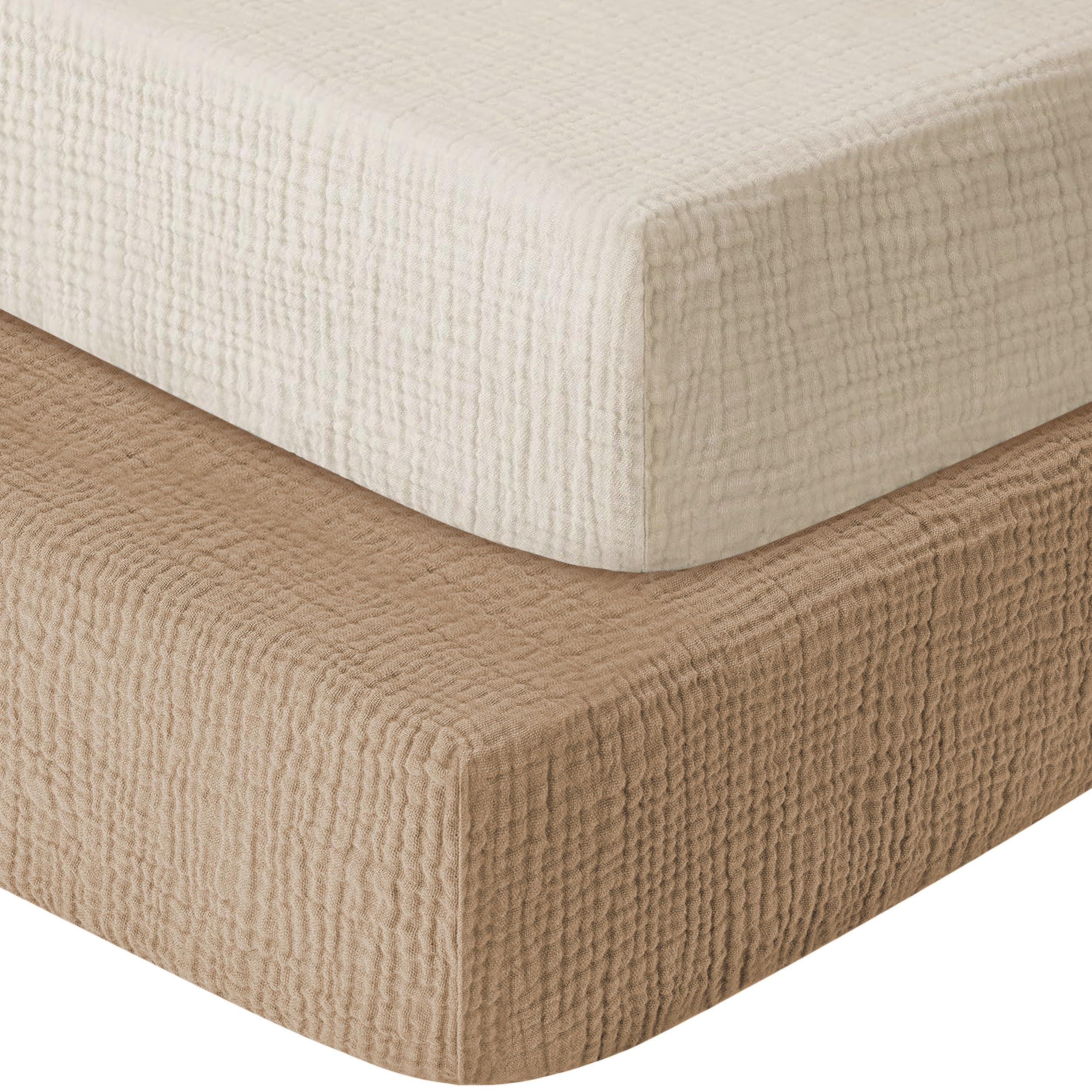 Muslin Crib Sheets for Boys Girls 100% Cotton Fitted Baby Crib Sheet Pack  Soft and Breathable for Standard Crib Mattress Toddler Mattress 52x28in