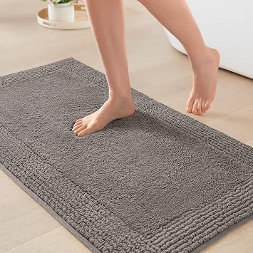 Madison Park Splendor Reversible 100% Cotton Bath Rug, 21 x 34, Charcoal | Tufted Bathroom Mat, 3000 GSM, Hotel Quality, Luxurious Plush, Medium Pile, Absorbent, Quick Dry, OEKO-TEX, Shower Room Decor