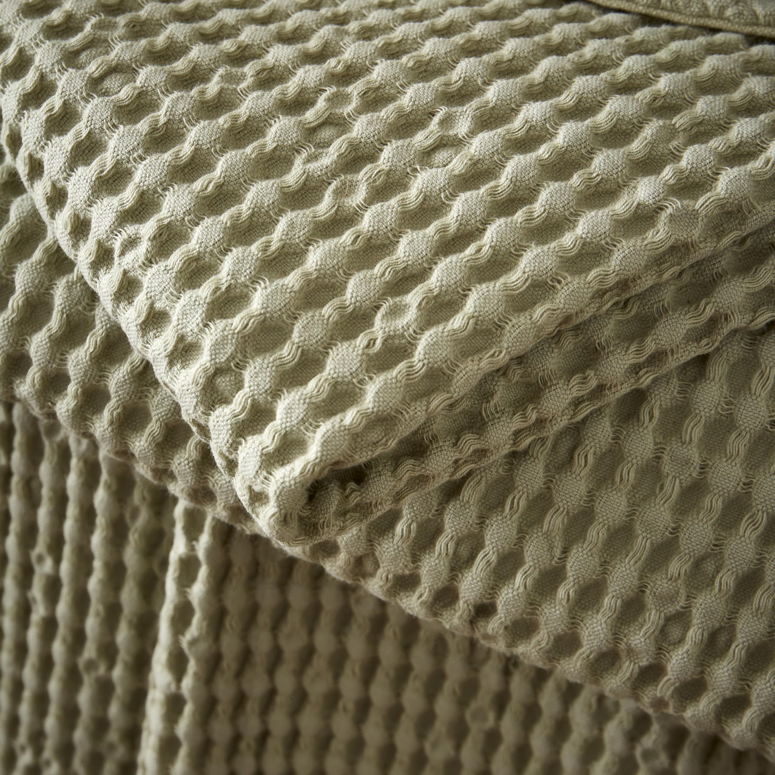 Pineapple Elephant Jaipur Plaid en Coton gaufré épais Vert Sauge 150 x 200 cm