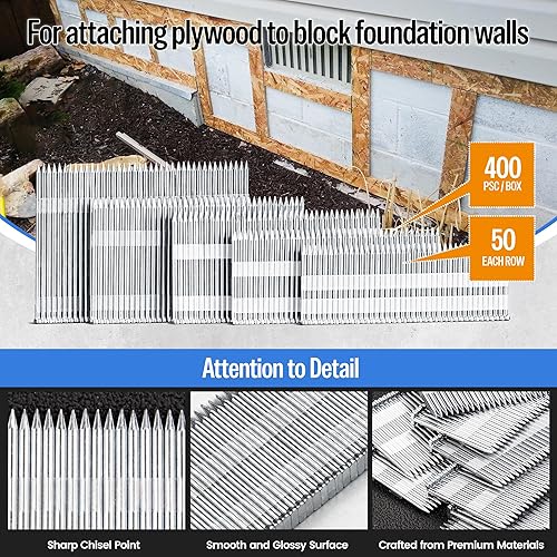 Miniatura 2 de meite Clavos en T de hormigón calibre 14 para pistola neumática de hormigón, clavos de acabado galvanizado de 2 pulgadas de longitud (2 pulgadas (5