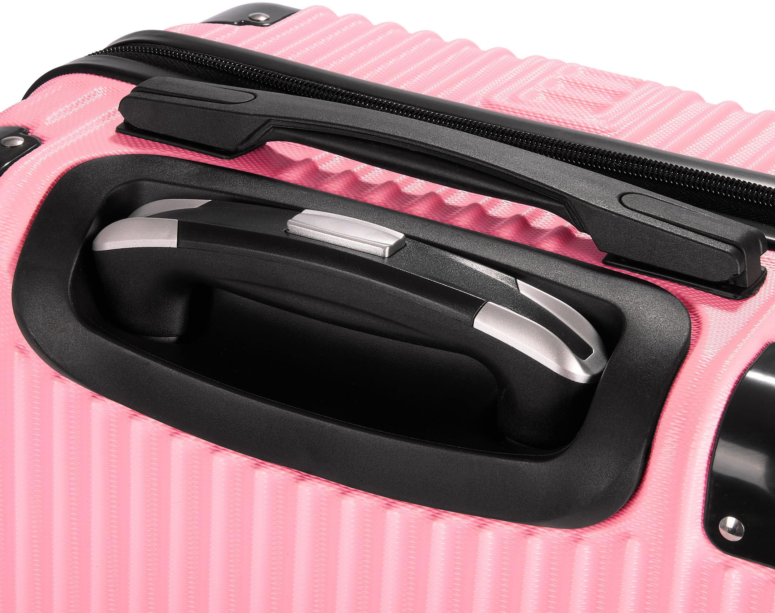 BRUBAKER Kofferset London - 3 teiliges Reisekoffer Set inklusive Handgepäck - Hartschalen Koffer mit Zahlenschloss, 4 Rollen und Komfort Tragegriffen - ABS Boardcase Trolleys (M, L, XL - Rosa)