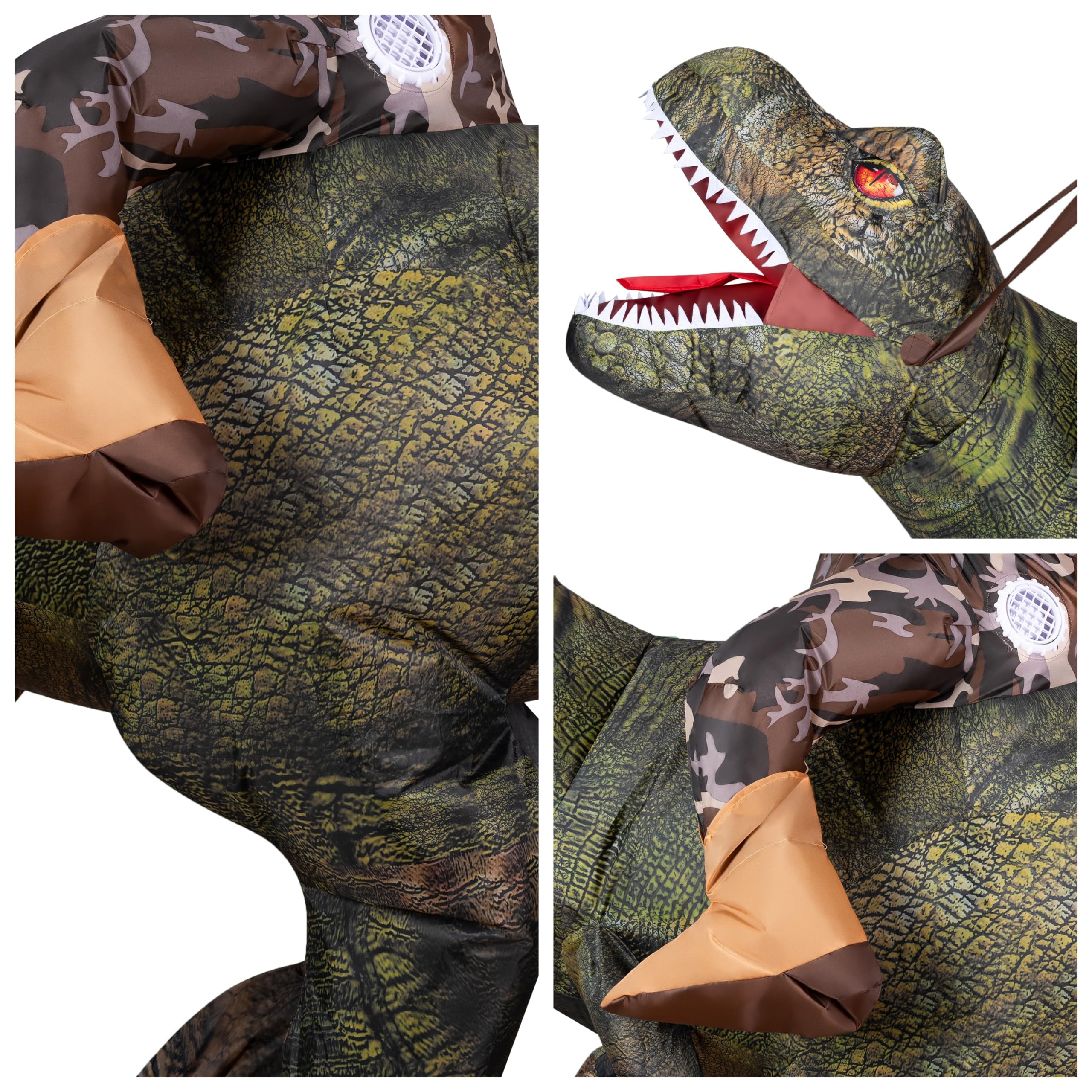 Spooktacular Creations T-Rex Nadmuchiwany kostium dla dzieci, zabawny kostium dmuchany powietrzem, druk cyfrowy, kostiumy do jazdy