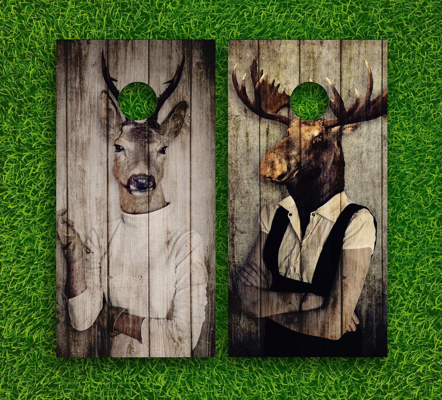 Cornhole Boards Wraps Set Freaky Animals 1 Handmade