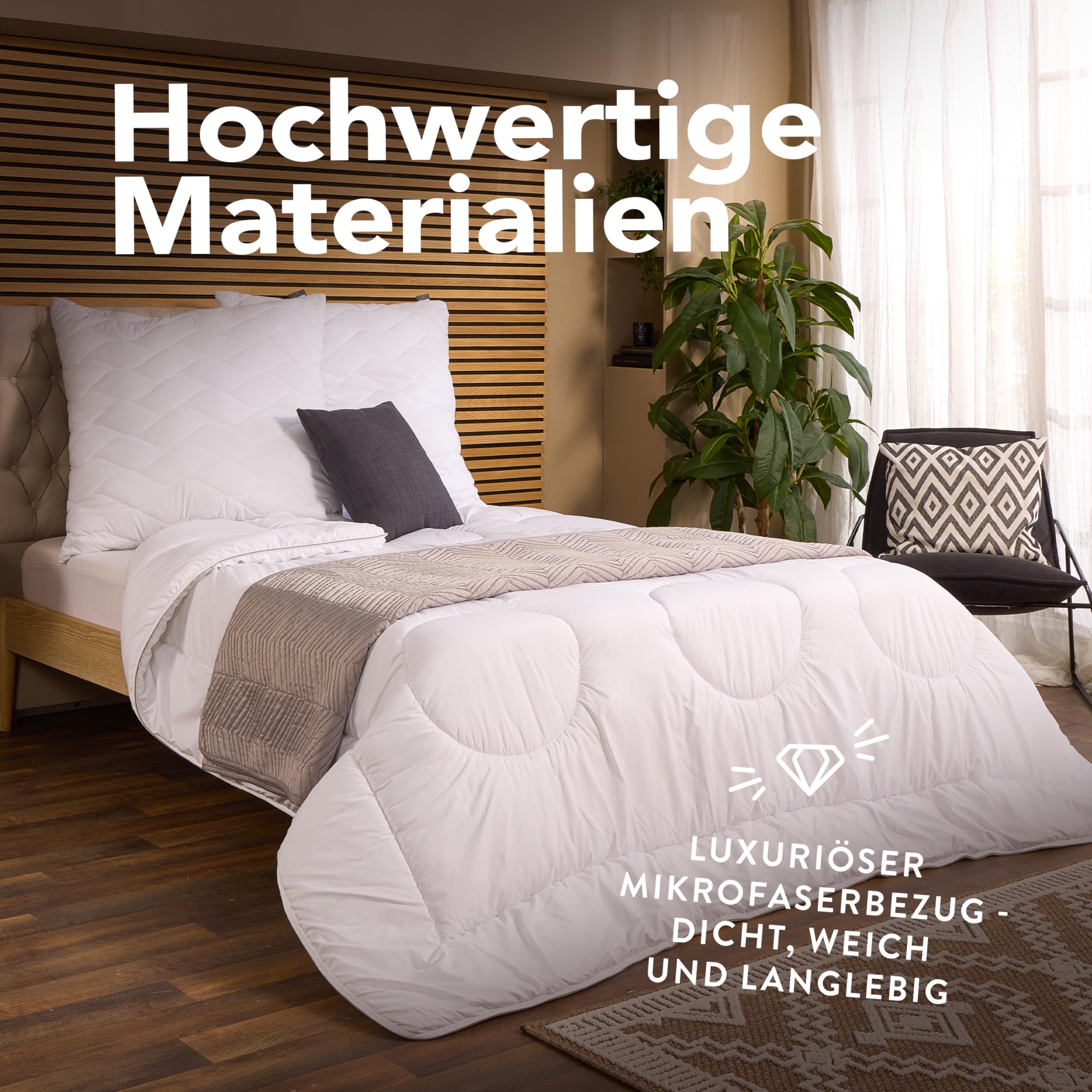 John Cotton NightCloud Bettdecke 200x220 - Premium Klasse Steppdecke für Allergiker | Oeko-Test Zertifiziert Bettdecken | Ideal Schlafdecke für Frühling & Herbst | Weiche Microfaser Decke | Weiß