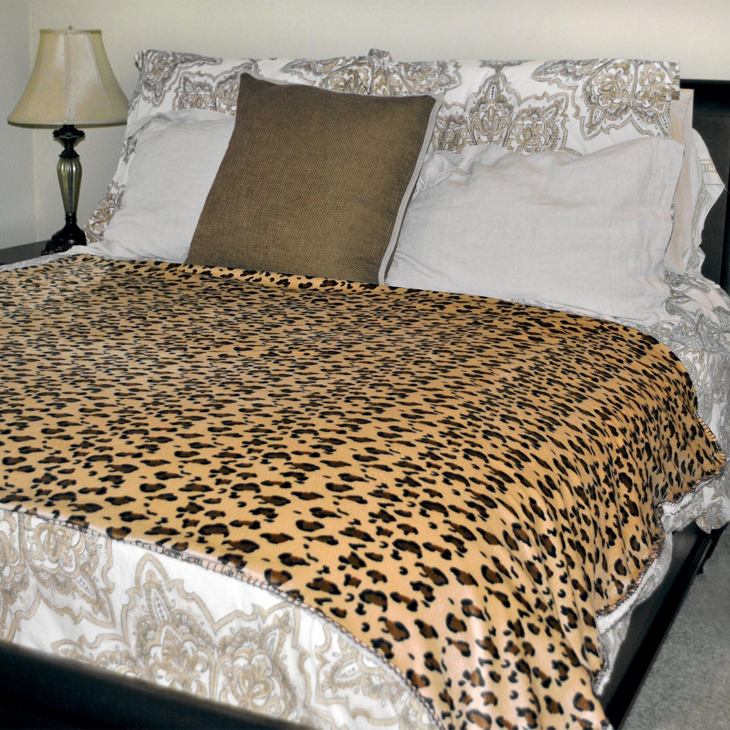 DII Global Sherpa Fleece Throw, 50x60, Leopard