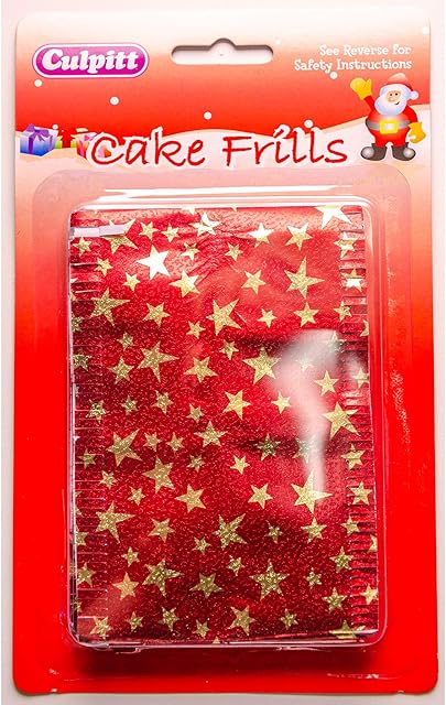Culpitt Red With Gold Stars Design Traditional Christmas Cake Frill