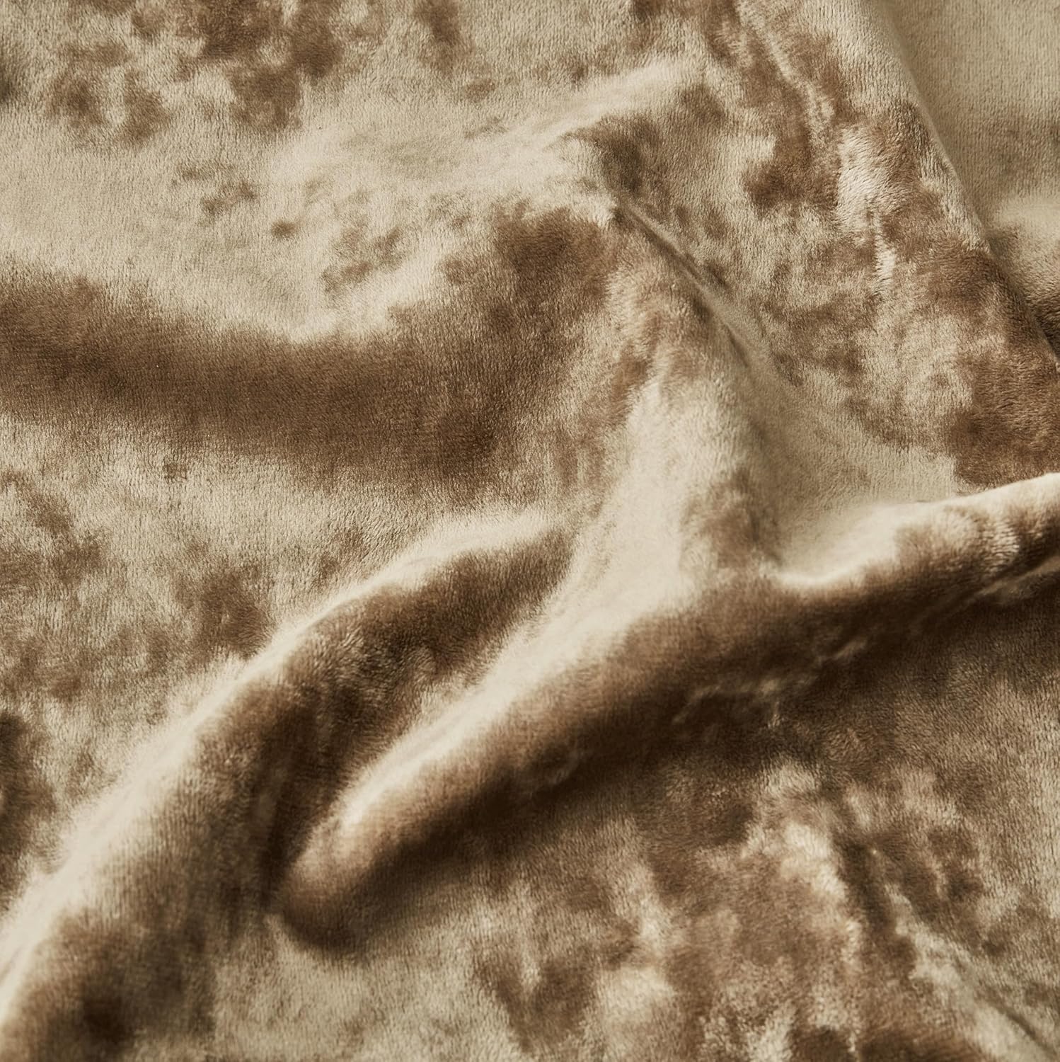 Chezmoi Collection Lux Tan Crushed Velvet Curtains 2 Panel Set - 96 inches Long Room Darkening Luxury Distressed Velvet Rod Pocket Window Drapes for Living Room Bedroom 50" W x 96" L