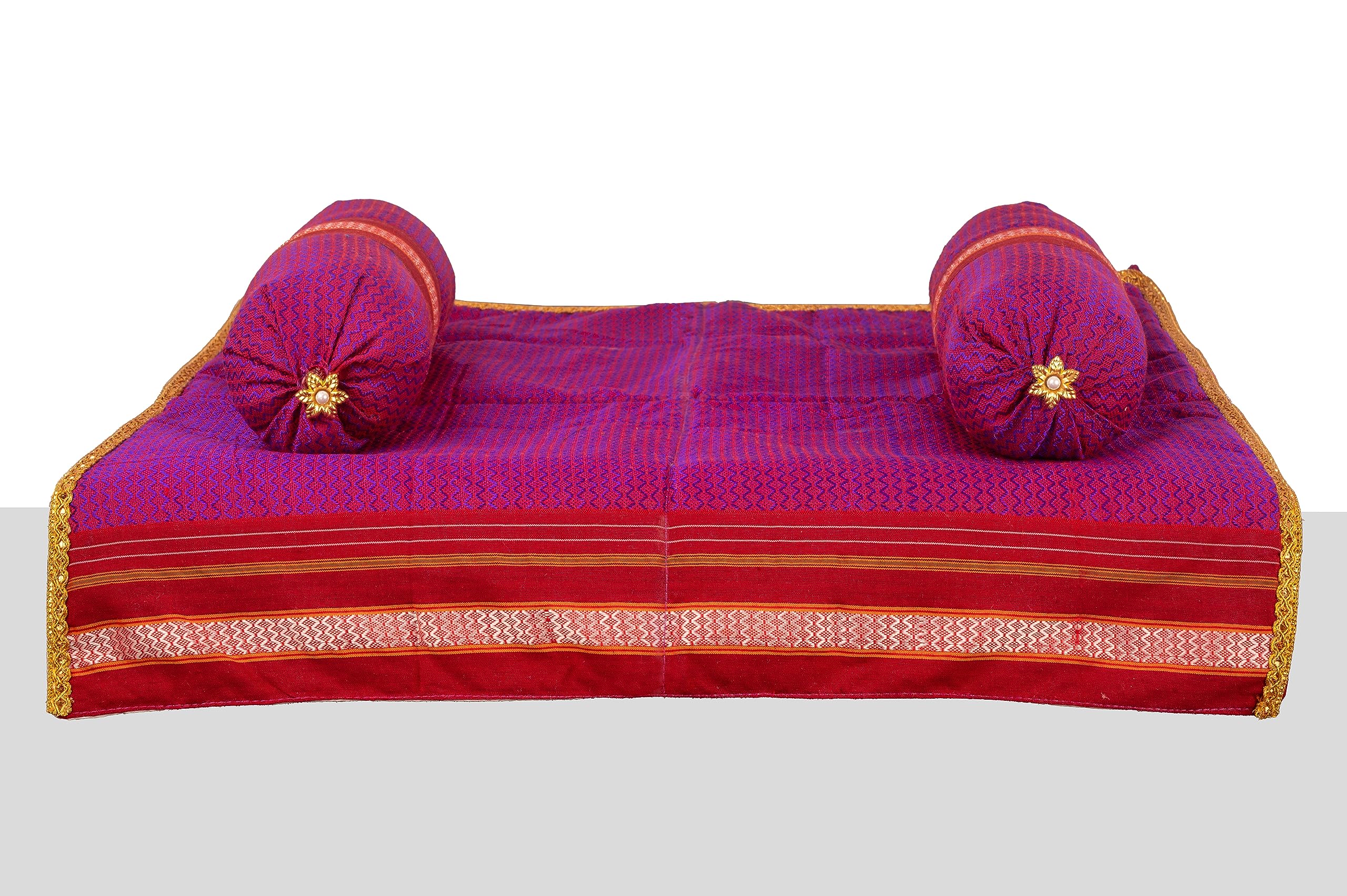 PUNYATVA Aasan & Load Combo (18x18, Khun) / Chowki Aasana Set for Temple Pooja/Puja Cloth/Lod & Mat for Gauri/Ganpati/Durga Maa/Varlakshmi Vratham/Margashirsha Puja/Festival Decoration