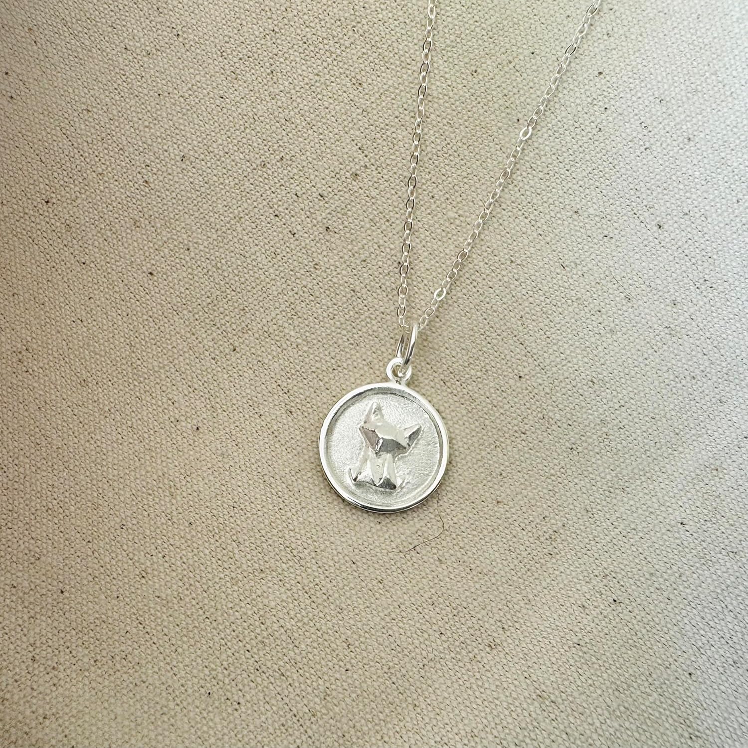Origami Cat DISC Necklace in Sterling Silver 925 with 16 Inch Chain - Image 6