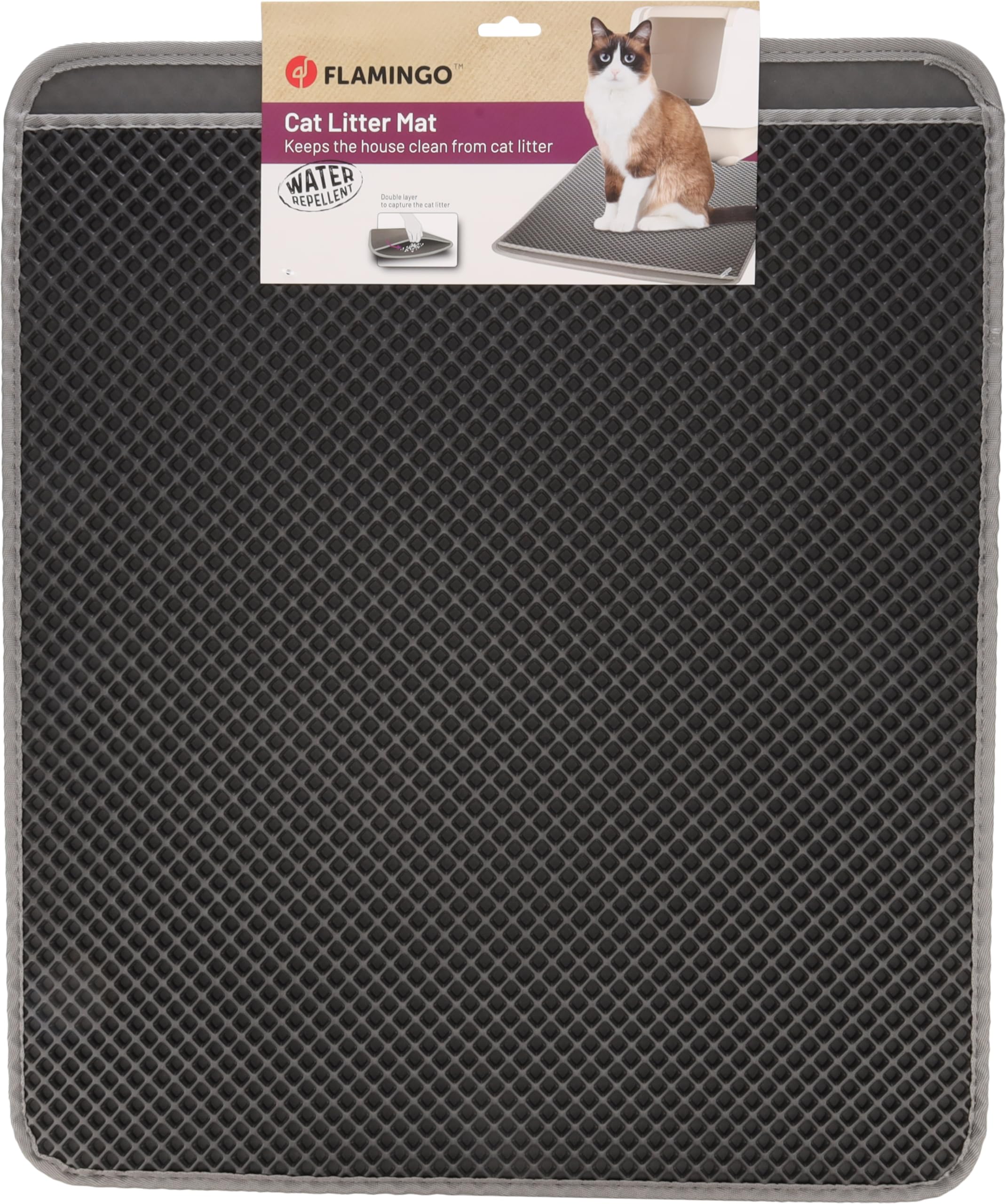 Tapis de litière antidérapant Flamingo grand format 70 x 60 cm