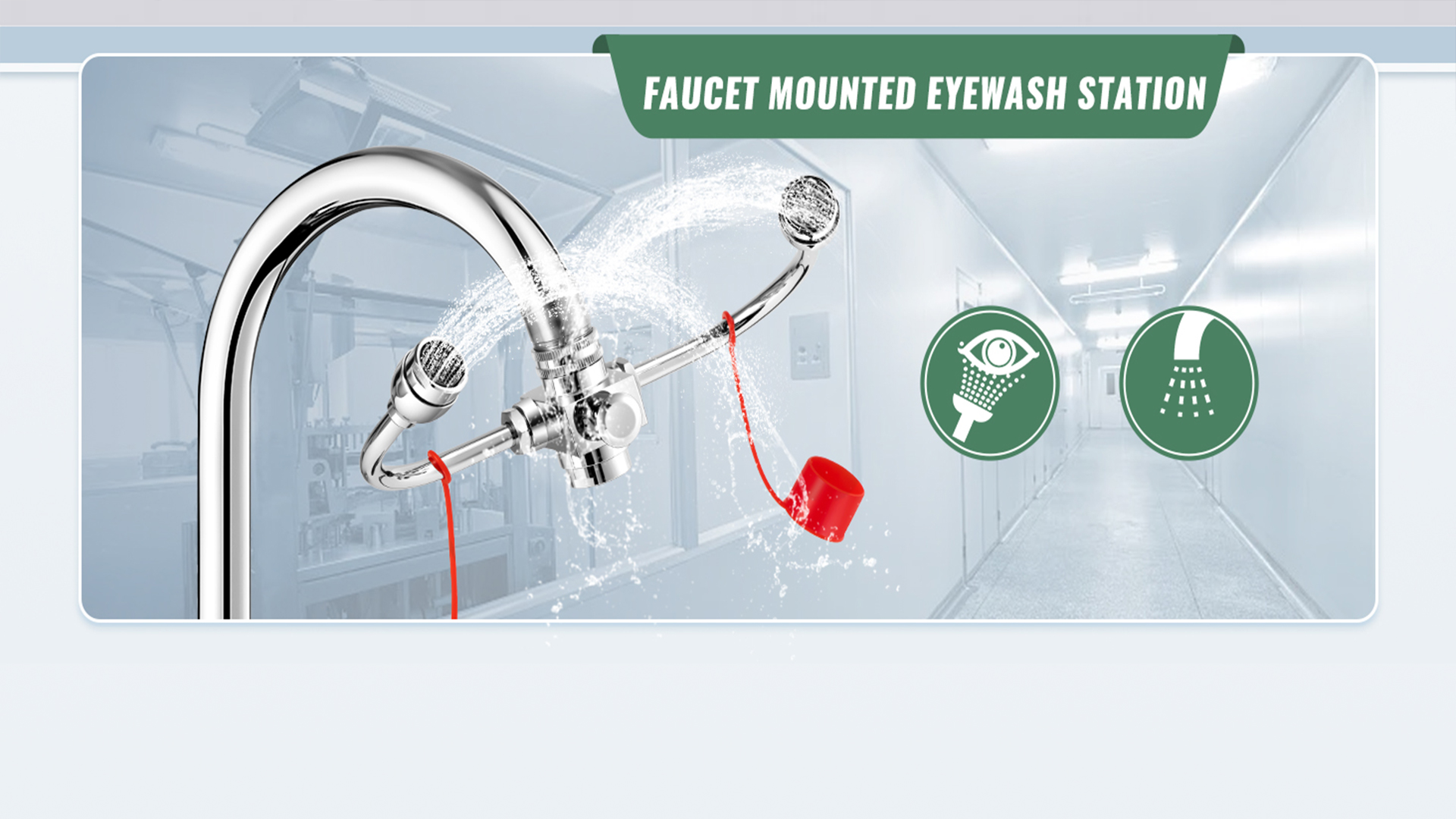 Image of Huanyu Faucet Mounted Eyewash Station 360 Rotation Emergency Eye Wash Station Sink Attachment Adjustable Direction Eye Wash Faucet Laundry Room Kitchen with Inspection Tag 3 Adapters (Style B2)