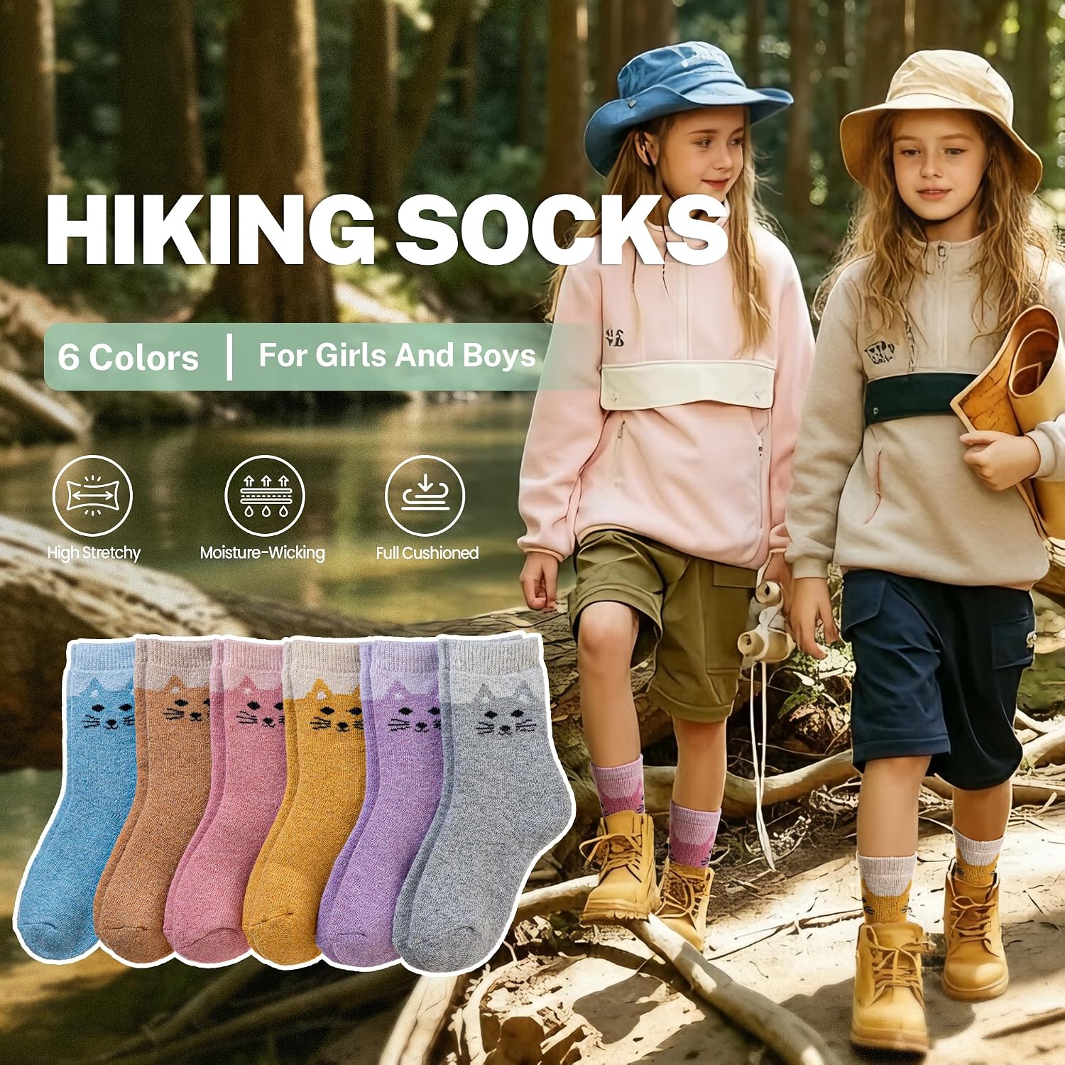 Eocom Kids Merino Wool Socks Winter Warm Hiking Crew Boot Socks