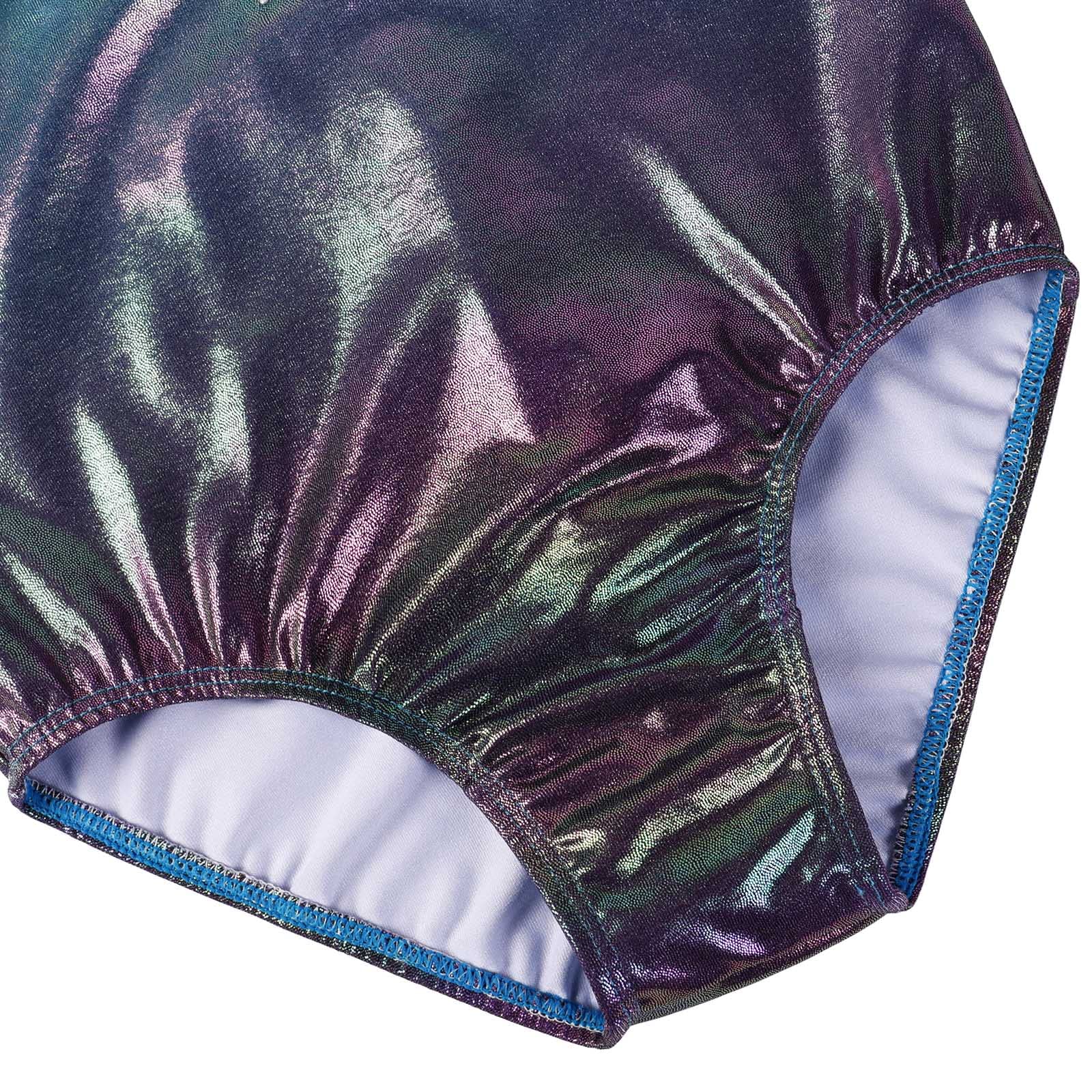 Niña Maillots de Gimnasia Mangas Largas con Lentejuelas en Tul