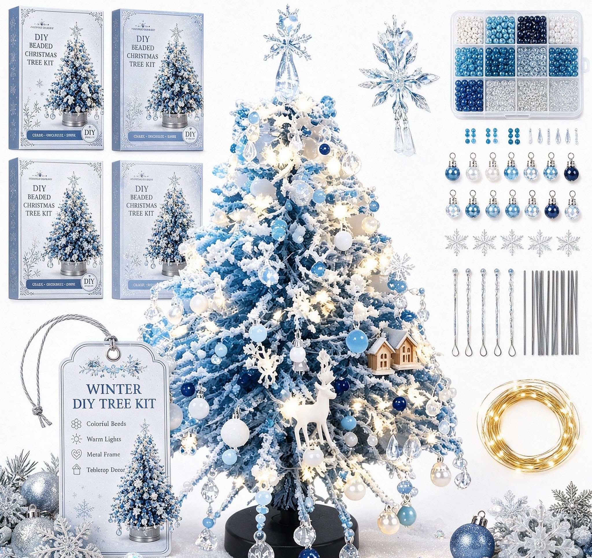 2027 New Upgraded DIY Beaded Christmas Tree Kit with Beads &Decorative
