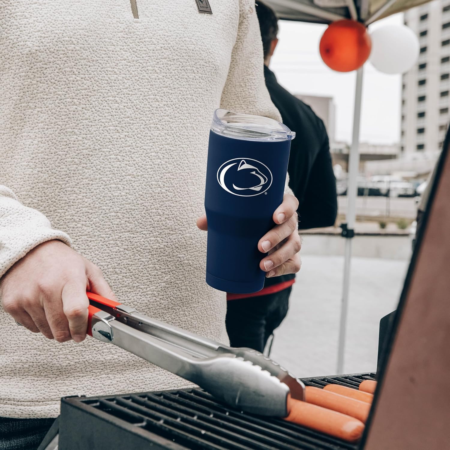 Logo Brands NCAA 30 oz Powder Coat Tumbler - Double-Wall, Vacuum-Insulated Stainless Steel With High-Lip Slider Lid–Keeps Drinks Hot Or Cold For Hours – Ideal For Tailgates & Everyday Use