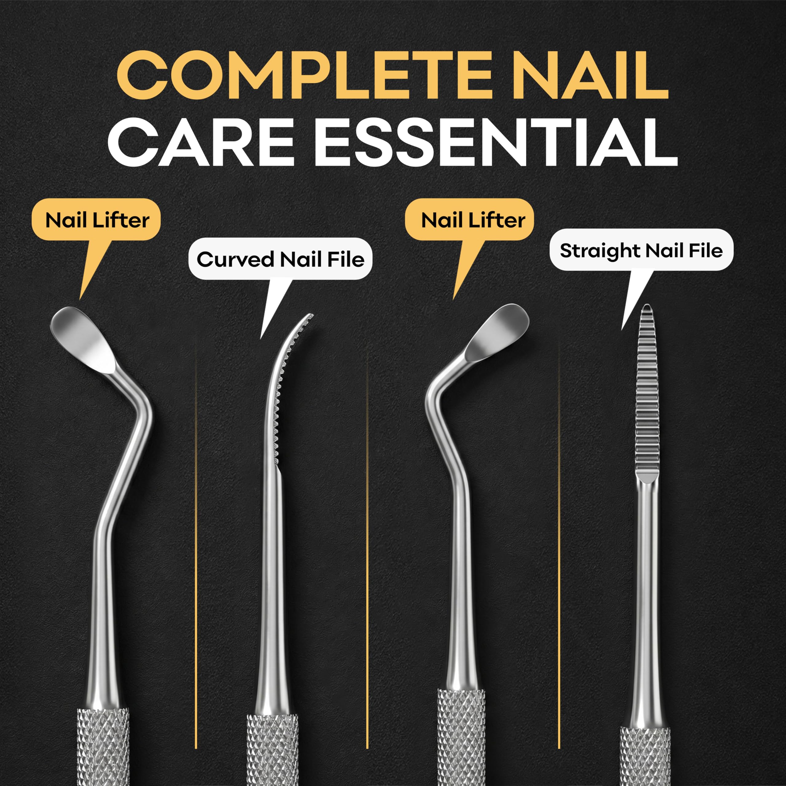 Krisp - Herramientas para uñas encarnadas – Herramienta para el cuidado de uñas de los pies con forma de cuchara de doble extremo y limpiador de uñas de acero inoxidable quirúrgico de grado médico