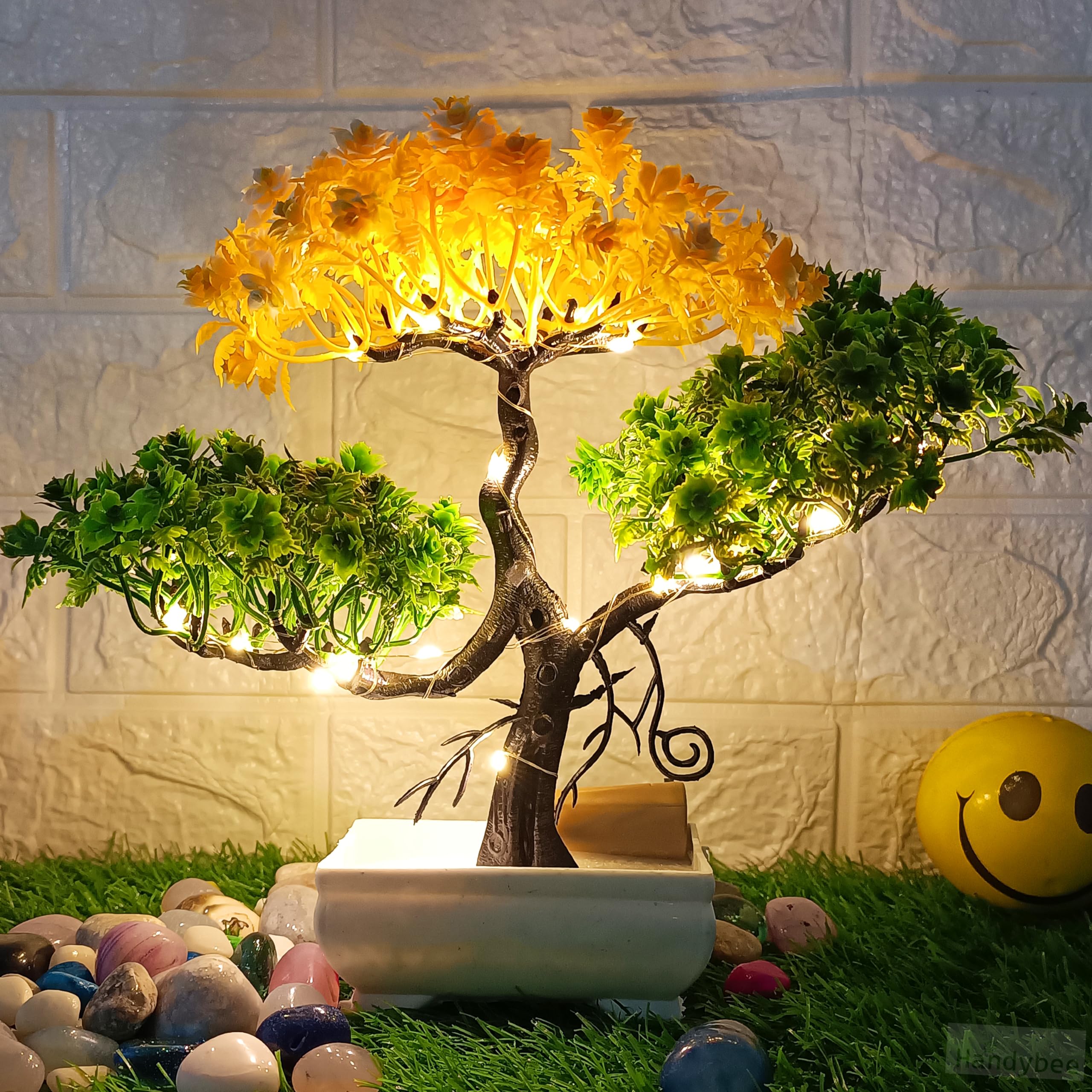 Handybee 24 cm LED Artificial Tree - Elevate Your Home Decor with Stunning Lifelike Greenery, Artificial Plants for Home Decor (Yellow_Green), Plastic (B0CLLRBYN9) Amazon Price History, Amazon Price Tracker