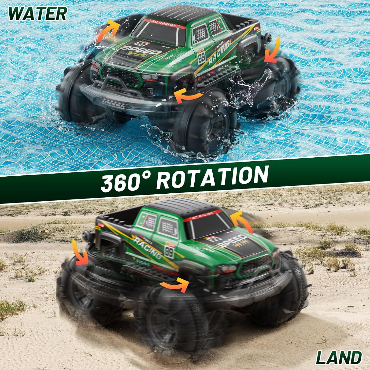 PEADUCK Remote Control Car for Kids Ages 6-12, All-Terrain RC Truck with Spray & Light, 360° Flips, 2.4GHz, Remote Control Monster Truck Off-Road RC Cars for Kids Boys Age 3 4 5 6 7 8 9 10 11 12
