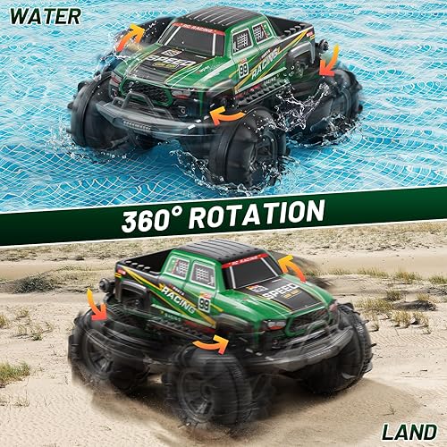 Miniatura 2 de Auto a control remoto para niños de 6 a 12 años, camión a control remoto todo terreno con spray y luz, giros de 360, 2.4GHz, camión monstruo de