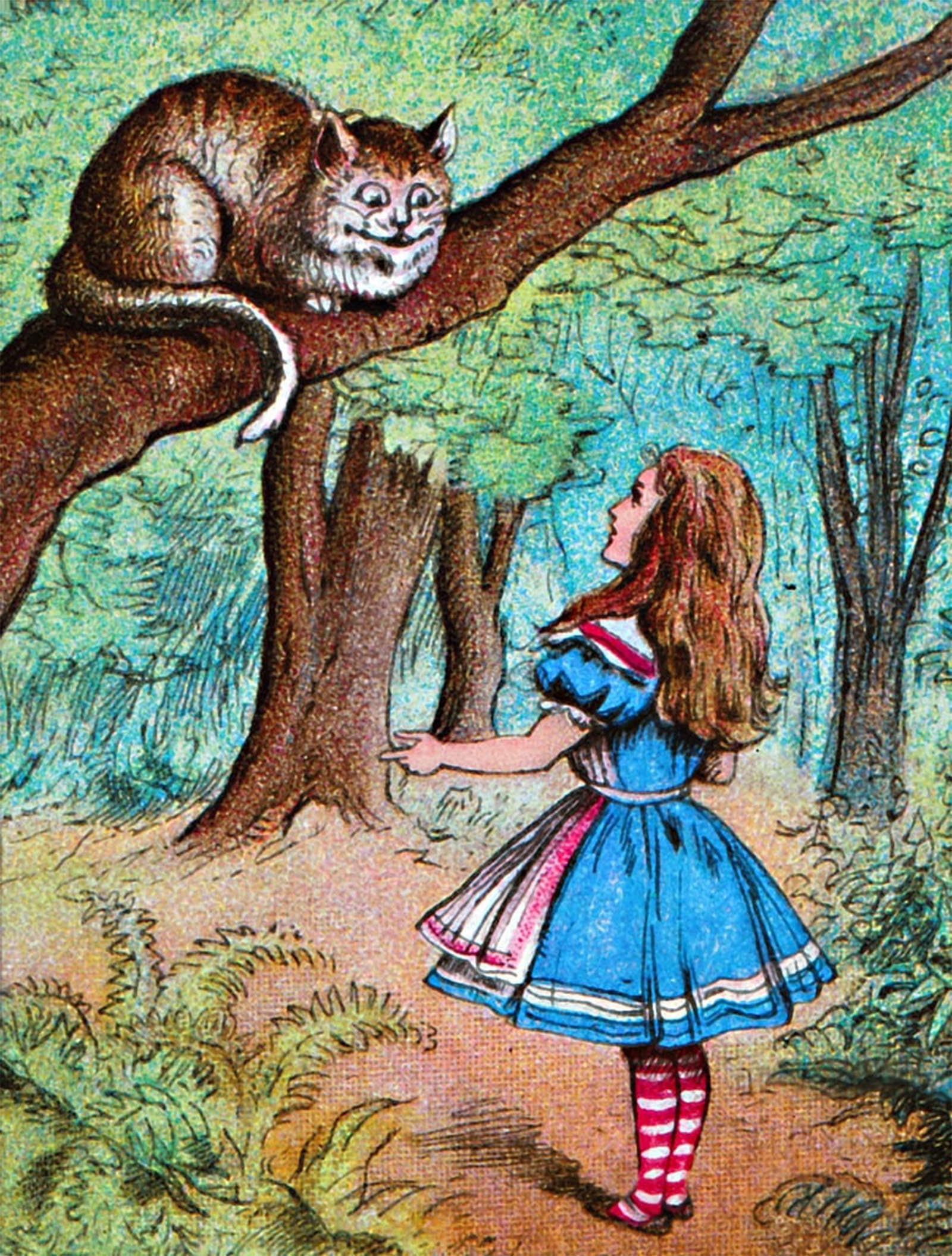 Posteriik No Frame Famous Print Pop Art Wall Art Graffiti Alice And The Cheshire Cat By Tenniel Art Prints For Home Decor 60X90cm