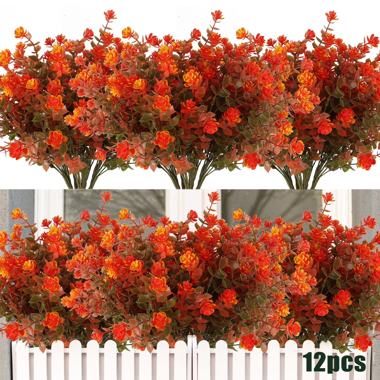 RECUTMS 12 Bundles Artificial Outdoor Flowers UV Resistant Plastic Plants โ image 1
