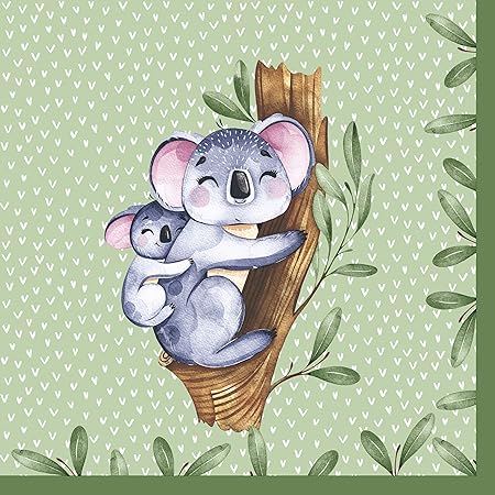 Paper+Design 20 Stück 33 cm Lunchservietten Koalas im tropischen Wald, 3-lagig, gemustert, Papier Paper+Design 20 Stück 33 cm Lunchservietten Koalas im tropischen Wald, 3-lagig, gemustert, Papier