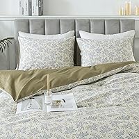 Vista 23 de HoneiLife Juego de funda de edredón floral 100% algodón, 3 piezas, suave, ropa de cama botánica con cierre de cremallera y lazos en las esquinas