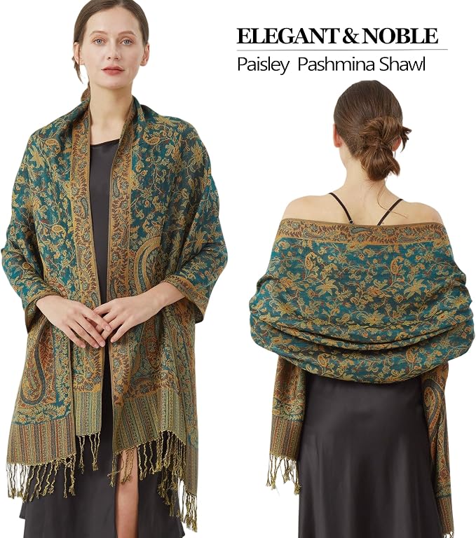 Bufanda reversible Paisley Pashmina para mujer, bufanda suave y sedosa miniatura 2