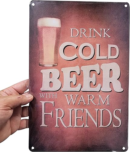 AMERICAN WIT (Drink Cold Beer With Warm Friends) - Cartel de metal divertido de 8 x 12 pulgadas para decoración de pared, póster rústico oxidado AMERICAN WIT (Drink Cold Beer With Warm Friends) - Cartel de metal divertido de 8 x 12 pulgadas para decoración de pared, póster rústico oxidado