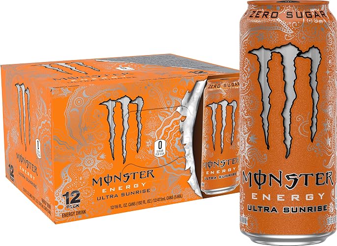 Monster Energy Ultra Sunrise, Sugar Free Energy Drink, 16 Ounce (Pack of 12)
