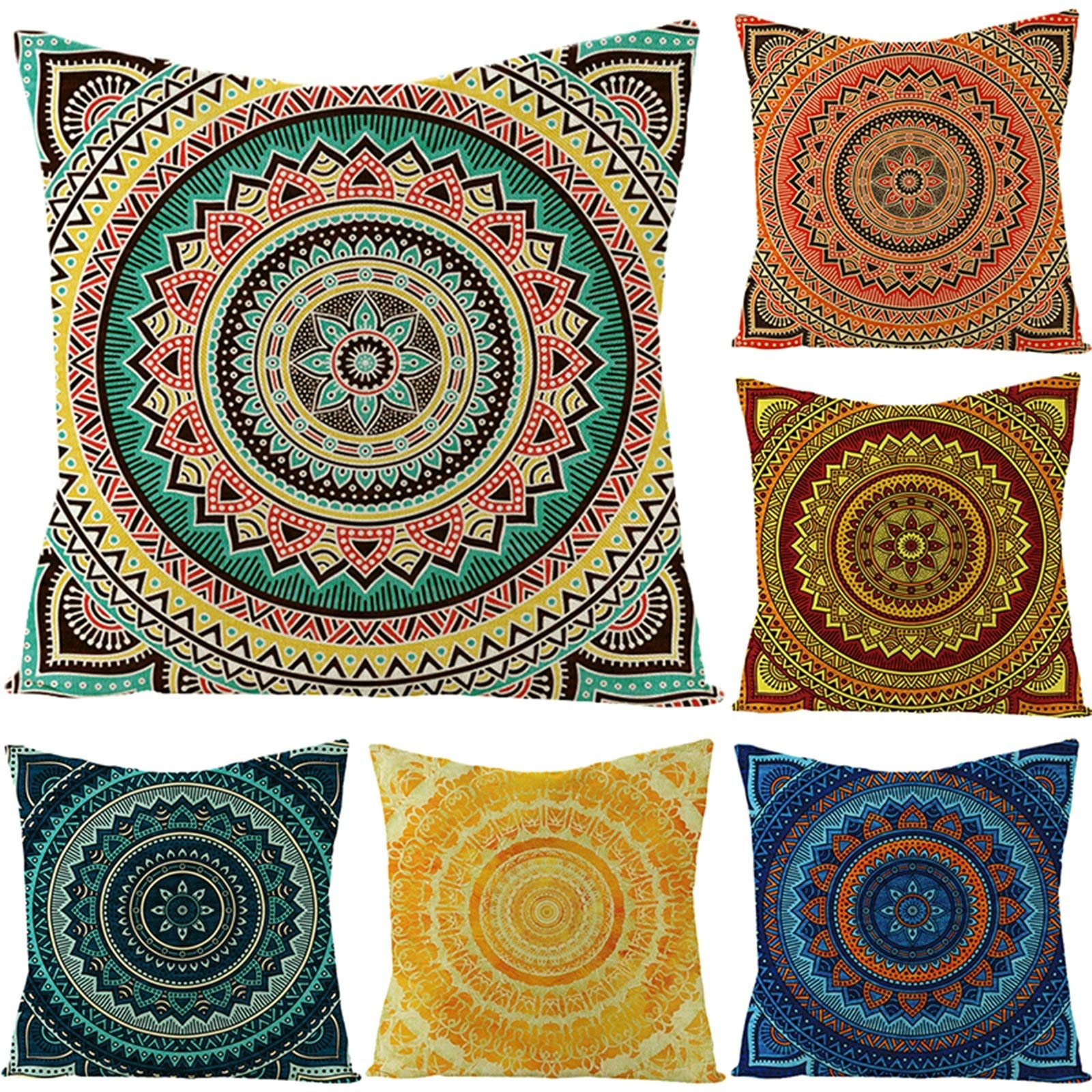Zestaw 6 poszewki na poduszkę dekoracyjną,Prostokątna poszewka na poduszkę 50X50CM Mandala Wzór