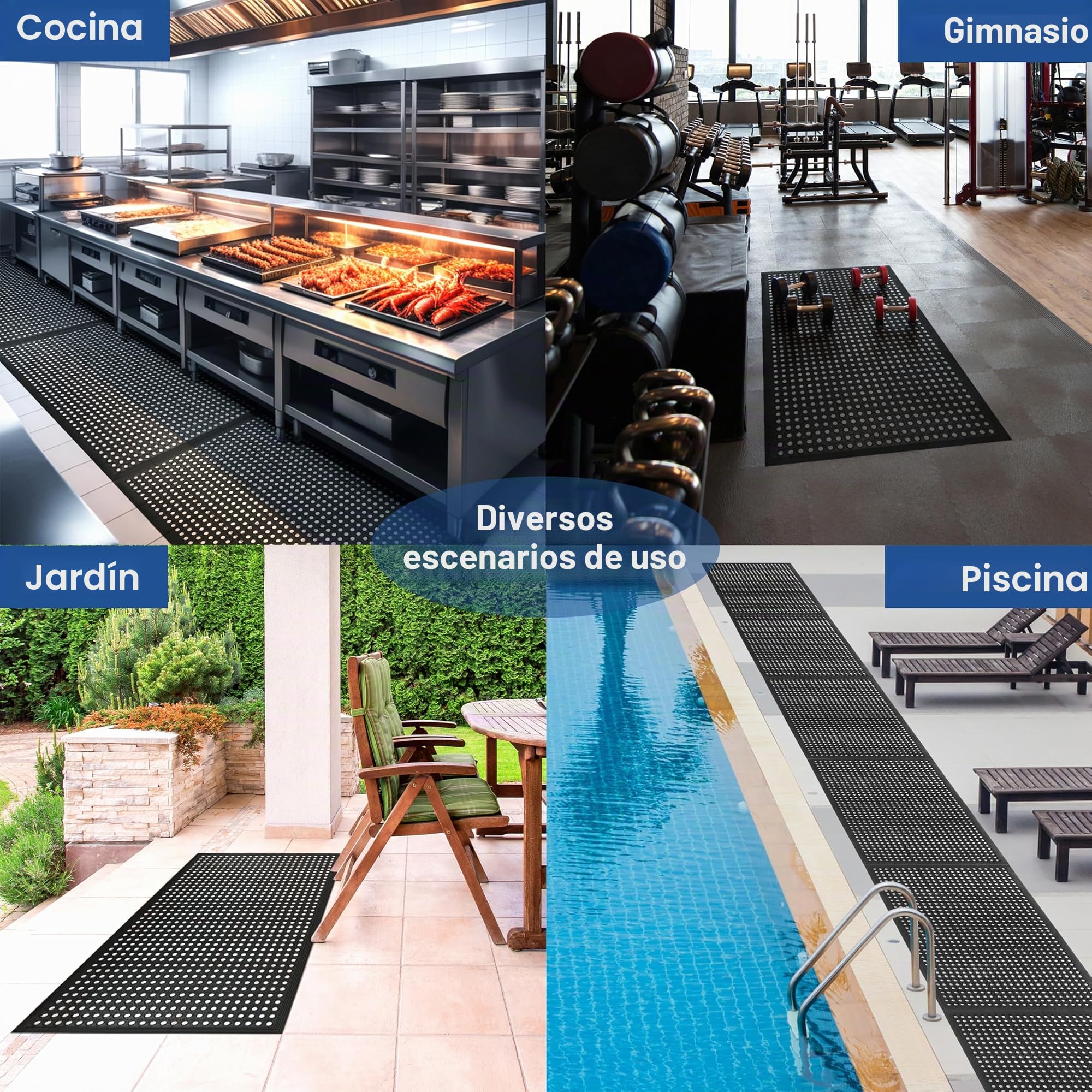 MYOYAY Alfombrilla de Goma con Anillos de Goma 90 x 150 cm, Alfombrilla de Panal Grande de Goma para el Exterior, Felpudo Perforado, Alfombra Antideslizante para atrapar la Suciedad