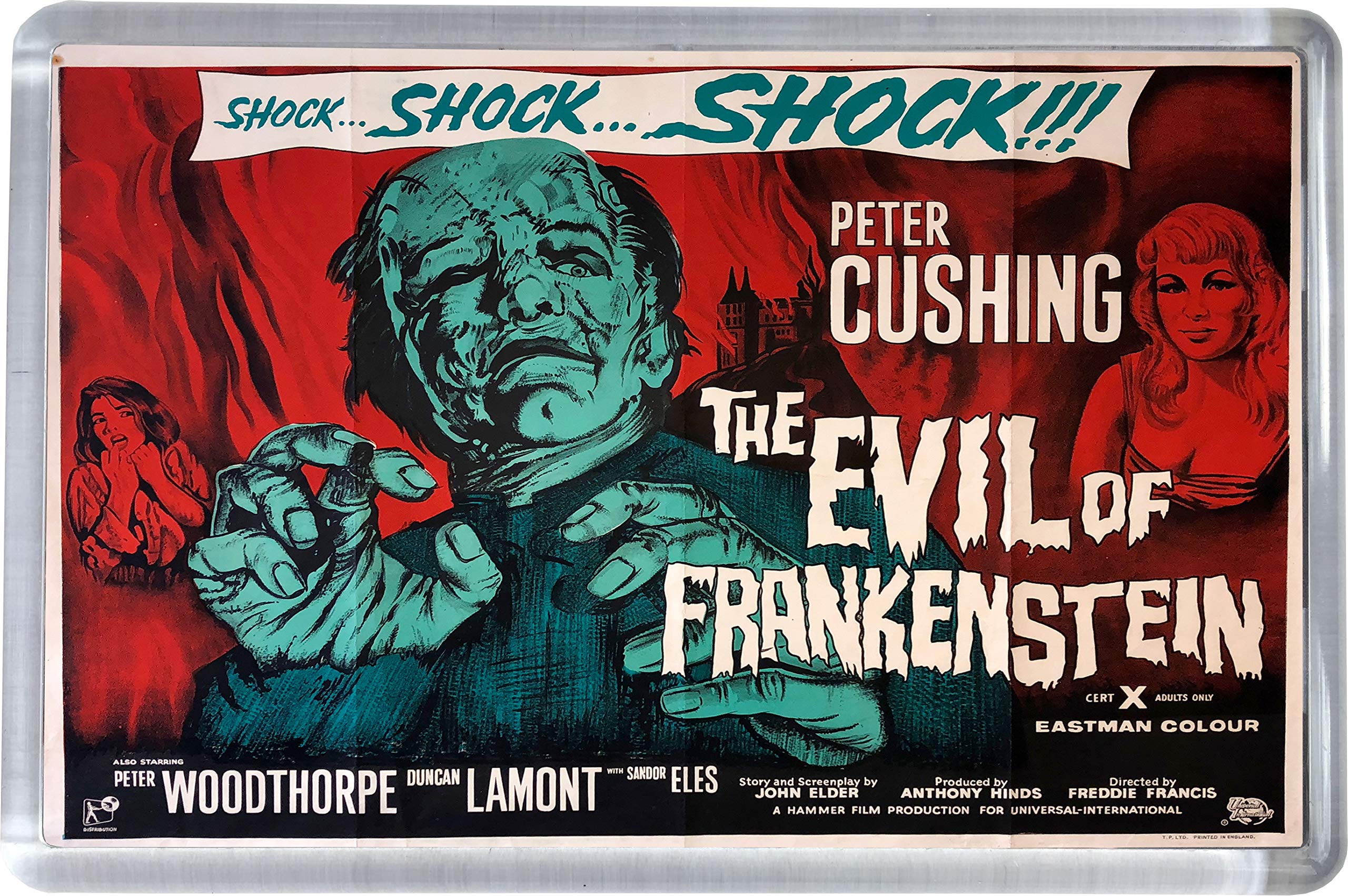 Super Universe Multicolor Hammer Horror The Evil Of Frankenstein Movie Poster Fridge Magnet 5 X 7.5 Cm