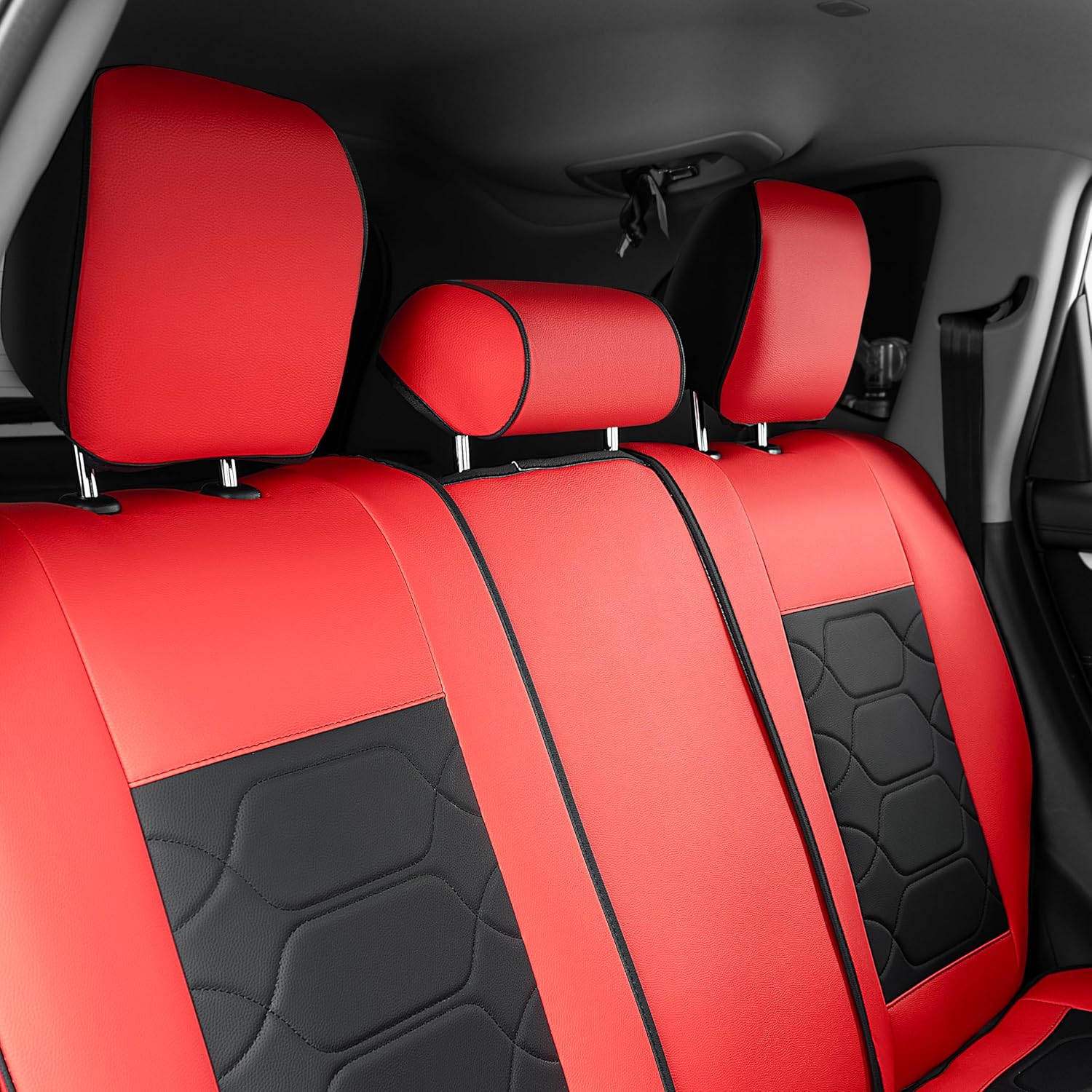 OASIS AUTO Custom Fit Seat Covers Compatible with Honda CR-V (2017-2025) - Waterproof Faux Leather Full Set, SUV Interior Accessories (Black&Red)