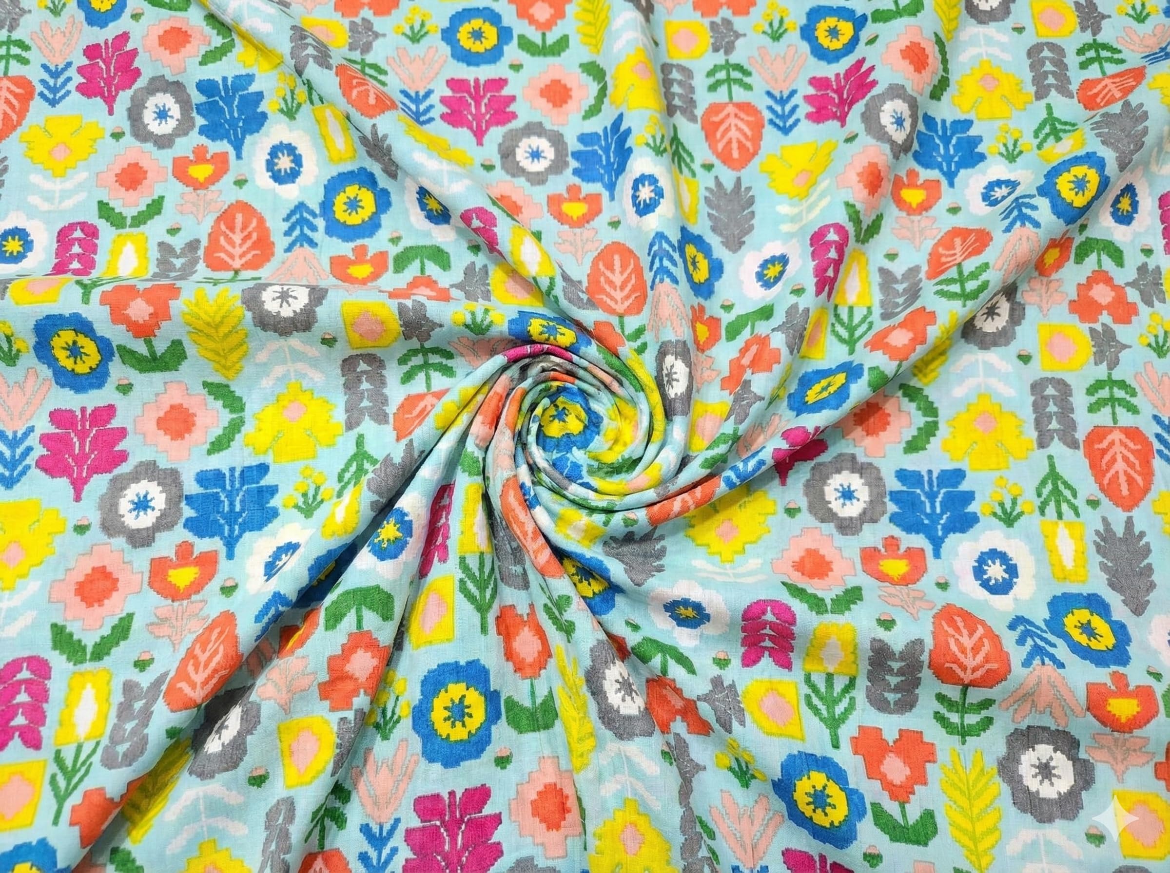 Premium Multicolor Floral Printed Cotton Fabric 5 Meter | Soft & Breathable Dress Material for Kurti, Suit, Top, Dress & Home Stitching (Multicolor, 5 Yard)-image-48