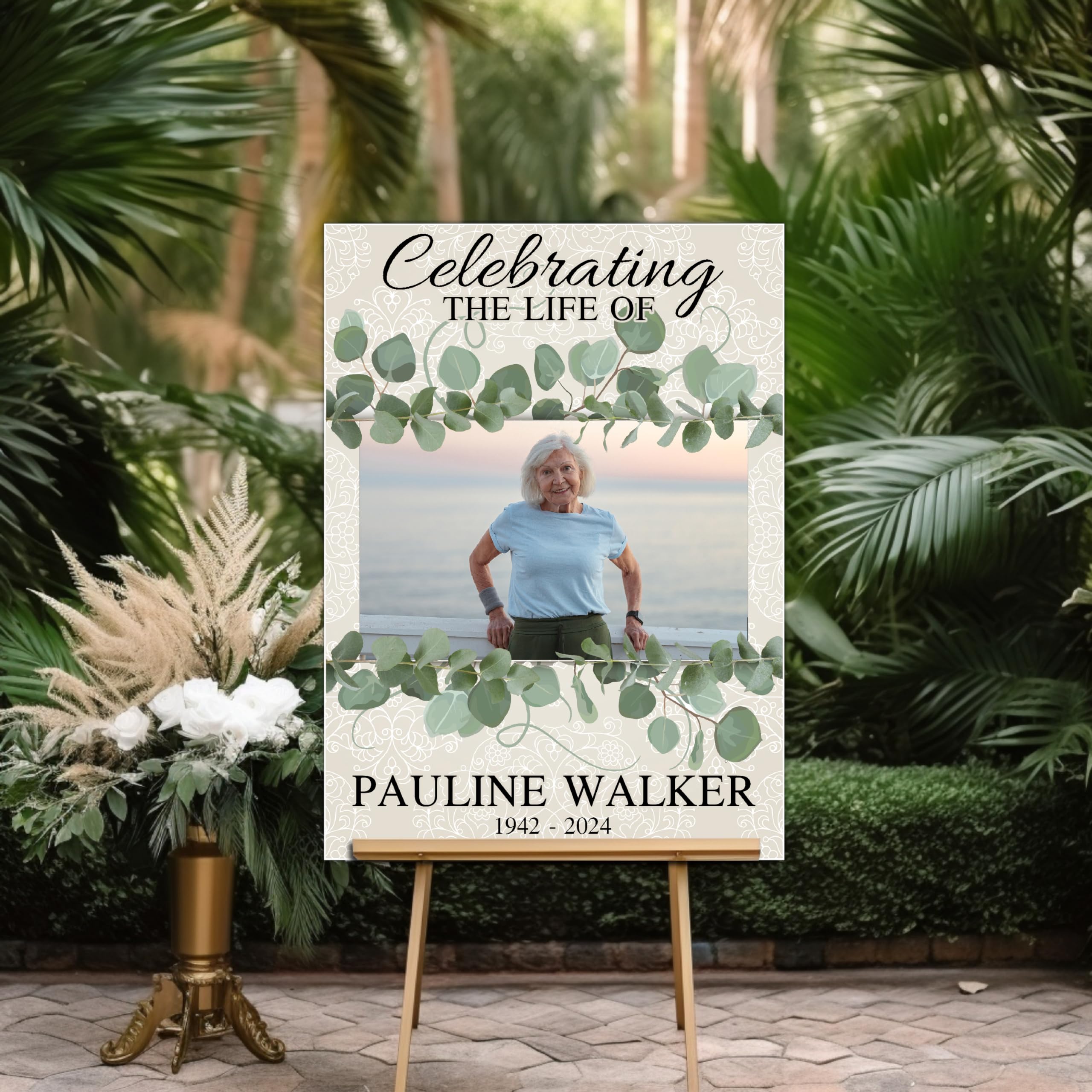 Personalised Memorial celebration of life Photo Poster Banner. Funeral Wake keepsake print Remembrance Sign Decorations N229