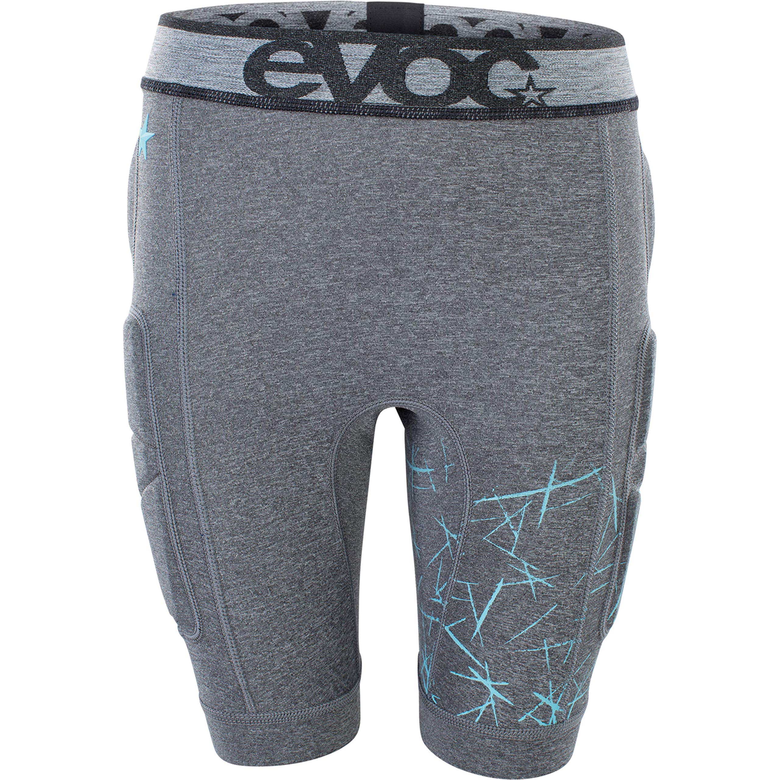 EVOC CRASH PANTS KIDS Kinder Fahrradhose Schutzkleidung für Mountainbike-, Rennrad- & Fahrradtouren (Größe: JS, JM, JL, Hüftprotektoren, Polsterungen für Hüfte, Becken & Steißbein), Carbon Grau