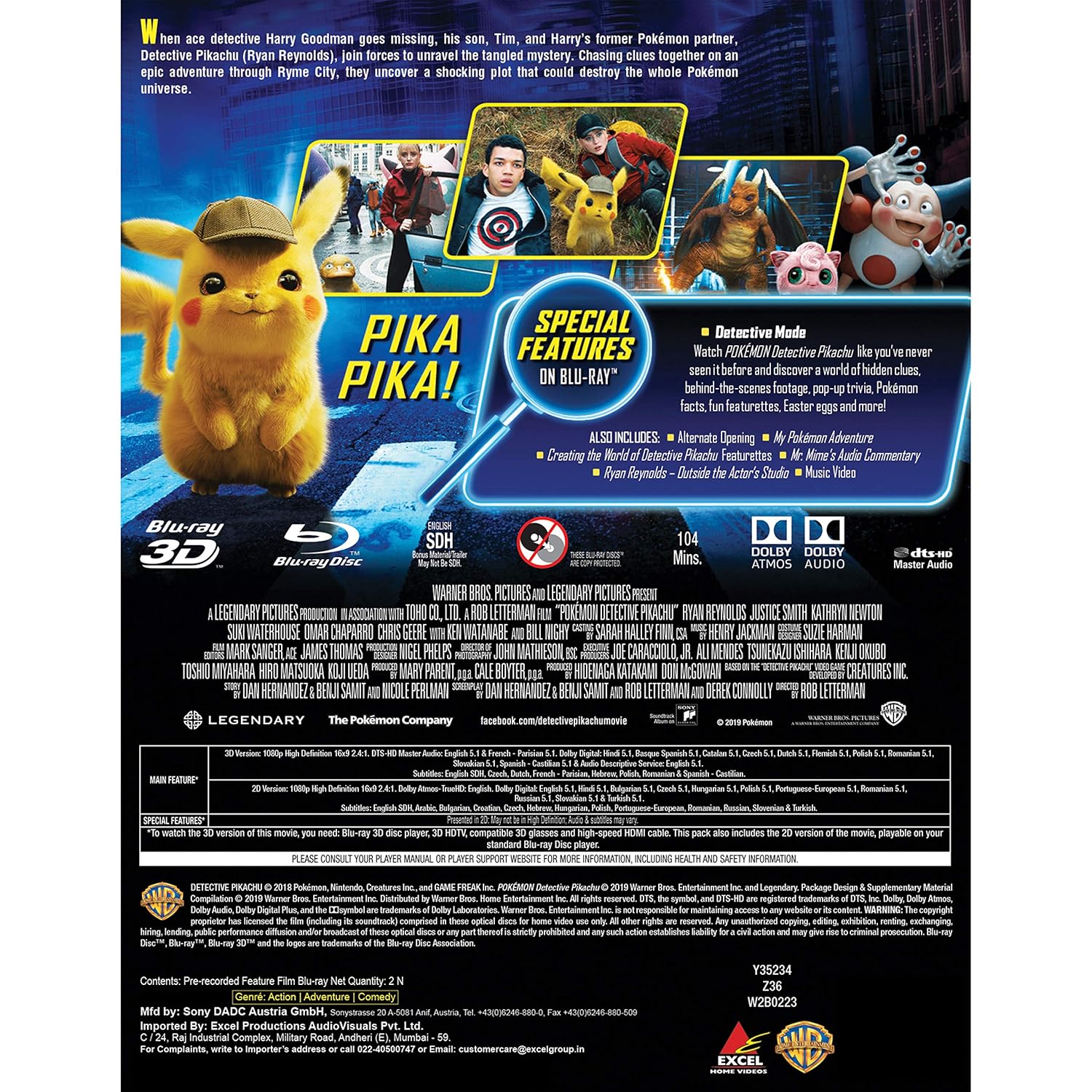 Pokémon (Pokemon) Detective Pikachu (STEELBOOK) (3D + Blu-ray) (2 Disc)