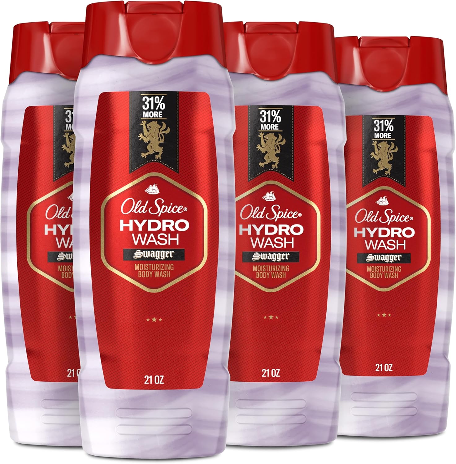 Old Spice Moisturizing Body Wash for Men, Hydro Wash, 2-in-1 Long Lasting Scent & Deep Hydration, 24/7 Shower Fresh, Swagger Scent, 21 oz (Pack of 4) Old Spice Moisturizing Body Wash for Men, Hydro Wash, 2-in-1 Long Lasting Scent & Deep Hydration, 24/7 Shower Fresh, Swagger Scent, 21 oz (Pack of 4)