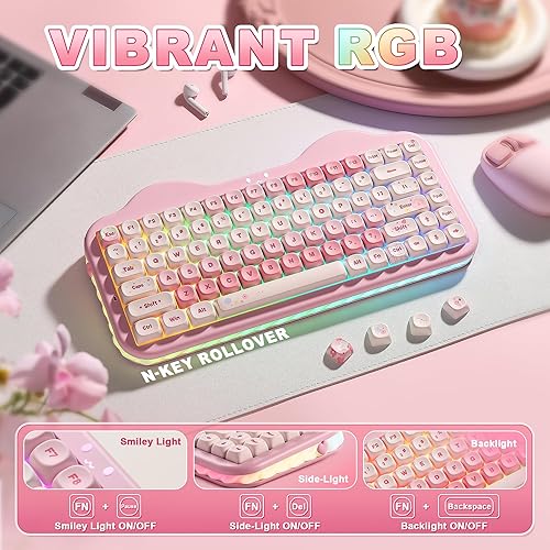 Miniatura 7 de YUNZII Teclado mecánico inalámbrico C75, diseño del 75%, NKRO intercambiable en caliente, modo BT5.02.4GUSB-C, teclas Dye-Sub PBT MOA, montaje de