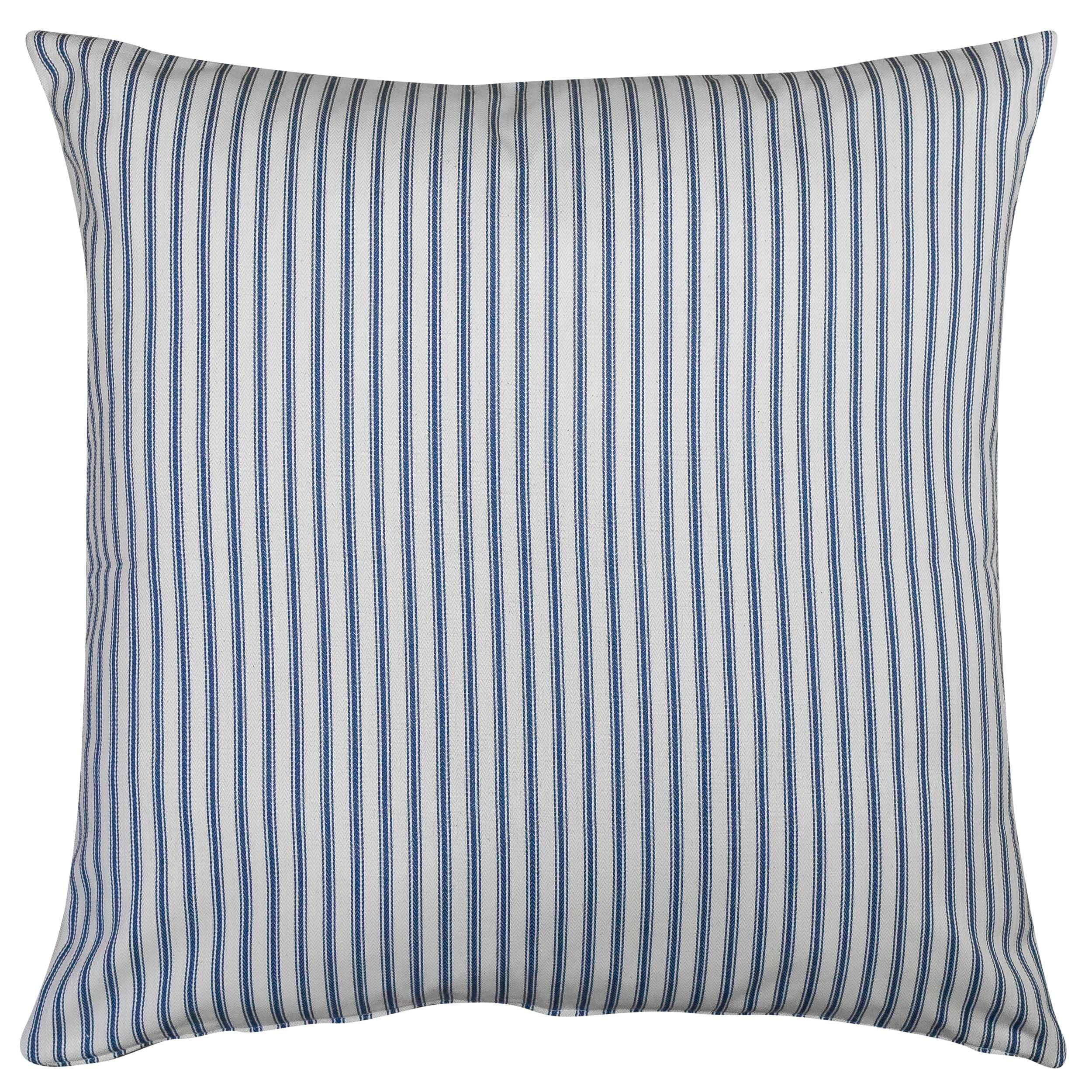 Linen Loft Navy Nautical Cotton Ticking Stripe Extra-Large Cushion Cover. Seaside Inspired Blue And Bright White Marine Stripe Design. 23X23 Xl Cushion Cover Only.