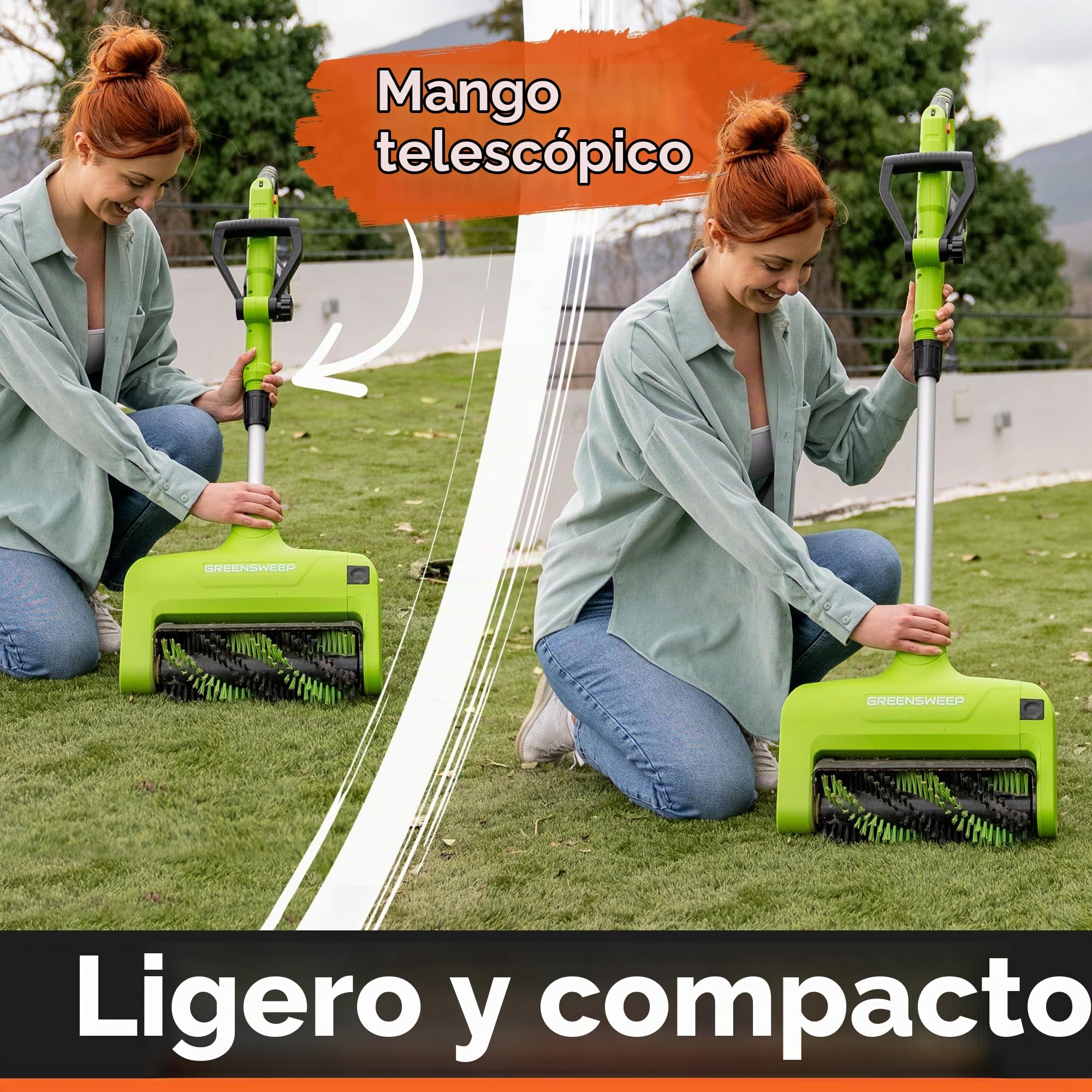 GreenSweep Reviver Volt - Cepillo eléctrico de césped artificial inalámbrico, limpiador de césped ligero, restaura las fibras de césped aplanadas, levanta la suciedad, los desechos y el pelo de