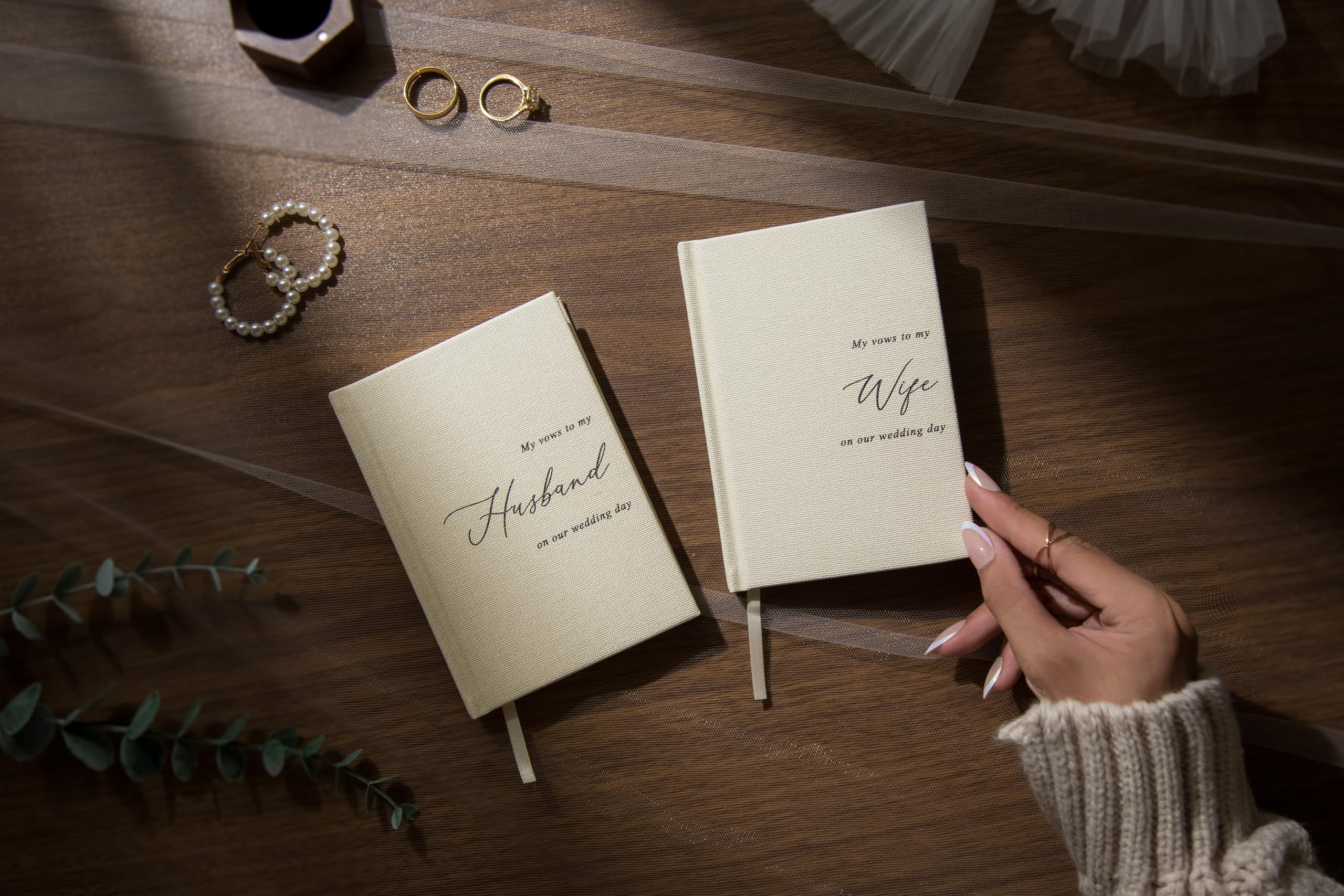 L.I.L.O.U Hochzeitsgelübdebücher – 2er-Set (To My Wife / To My Husband), 15x21,1 Cm, Samt-Hardcover Mit Goldfolie – Für Trauung & Gelübdeerneuerung