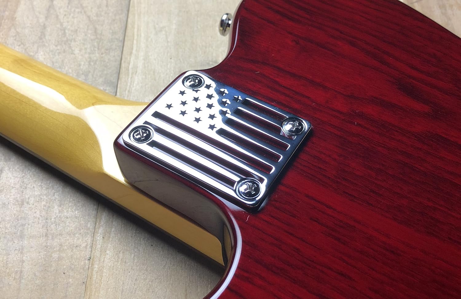 American Flag Neck Plate for your Custom Guitar or Bass - Chrome