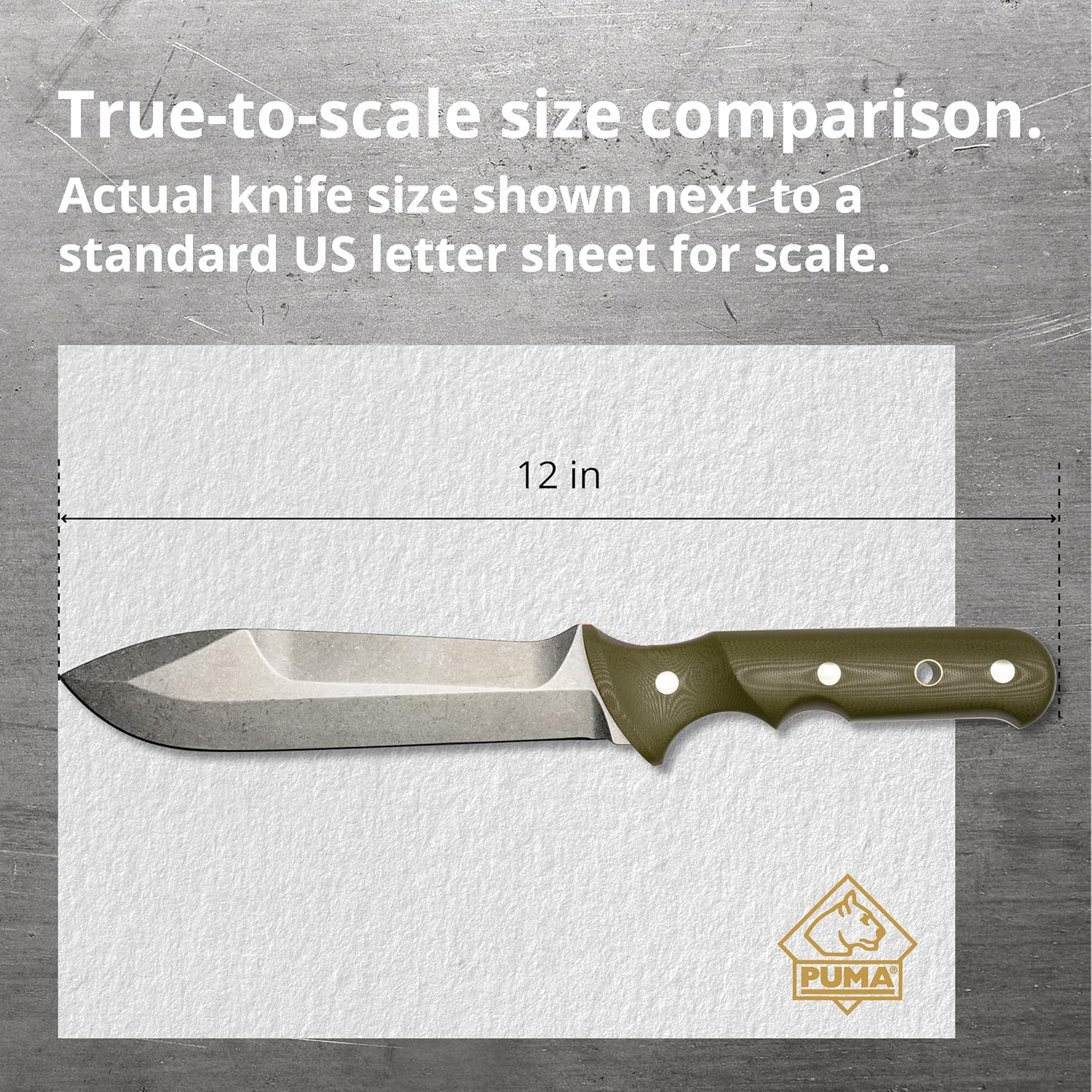 PUMA Keiler Hunt to Survive Edition German Made Green G10 Hunting Knife with Leather Sheath