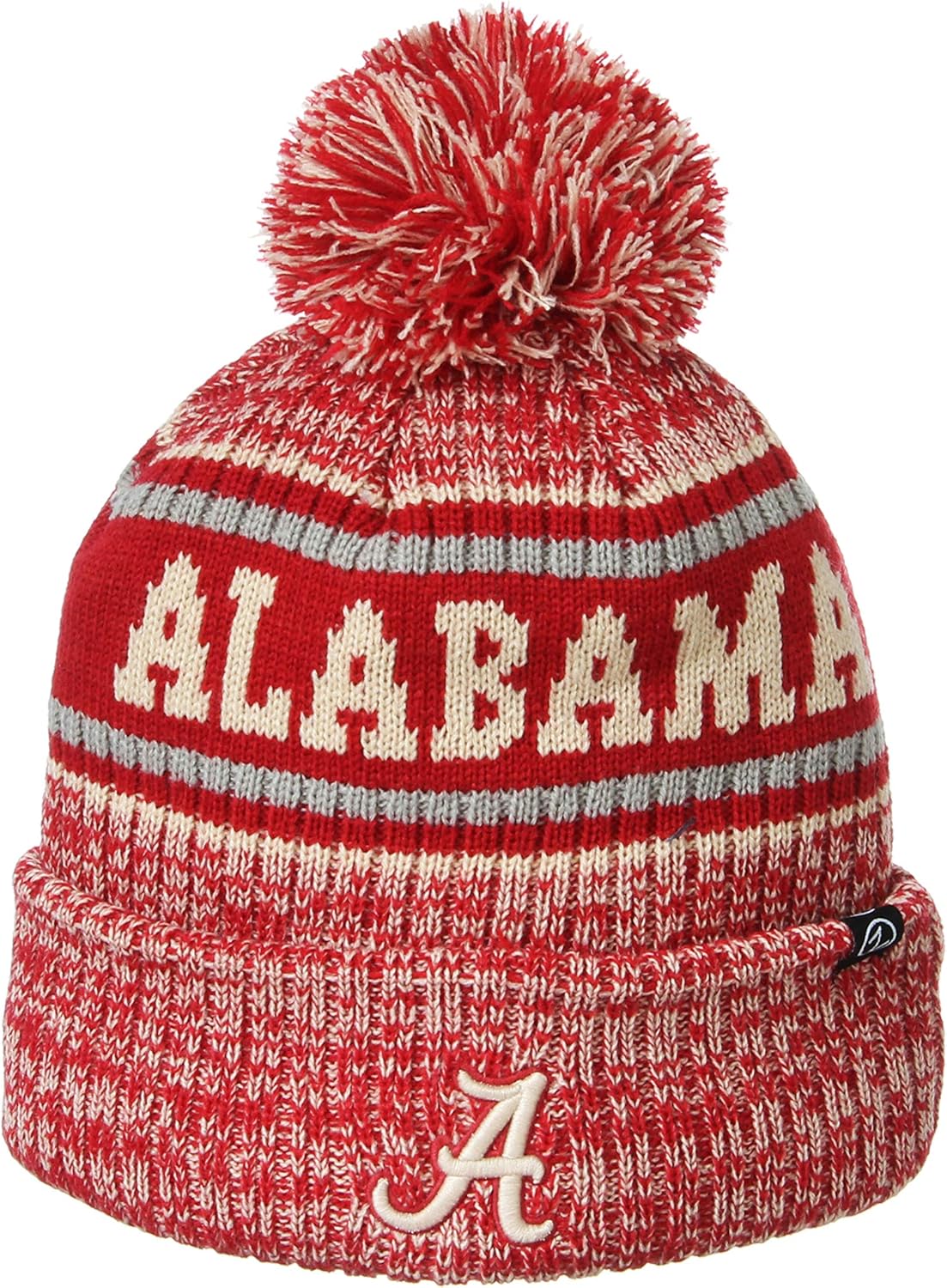 Alabama Zephyr Adult Heathered Fleece Lined Pom Knit Hat