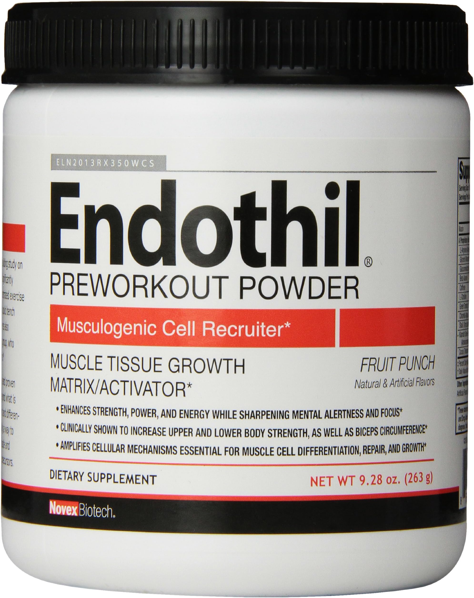 Novex Biotech Endothil Pre-Workout Powder, Fruit Punch, 9.28 Ounce